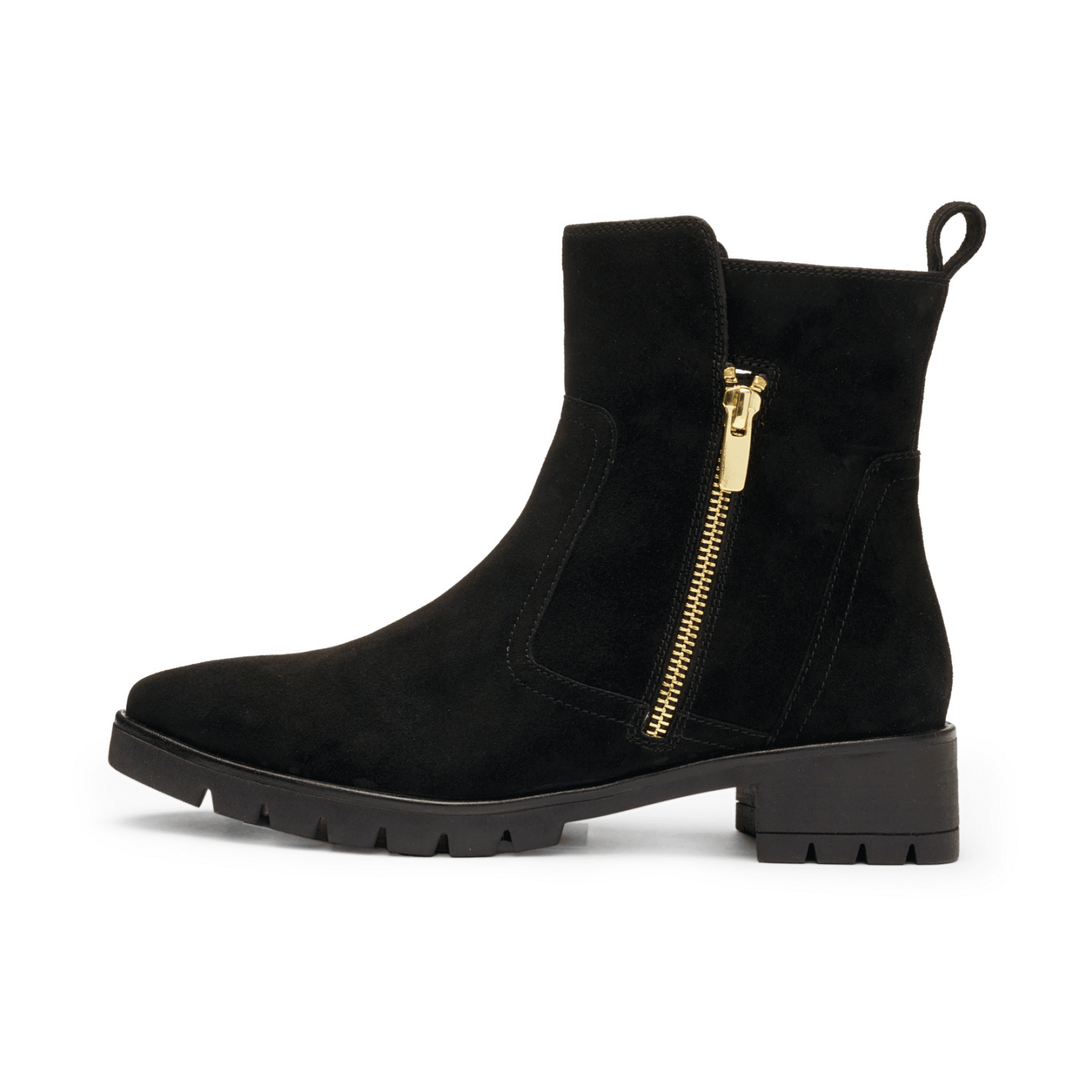 ARA Napoli Women's Ankle Boots in Black Nubuck Leather with Zipper - Classic Style - Bartel-Shop