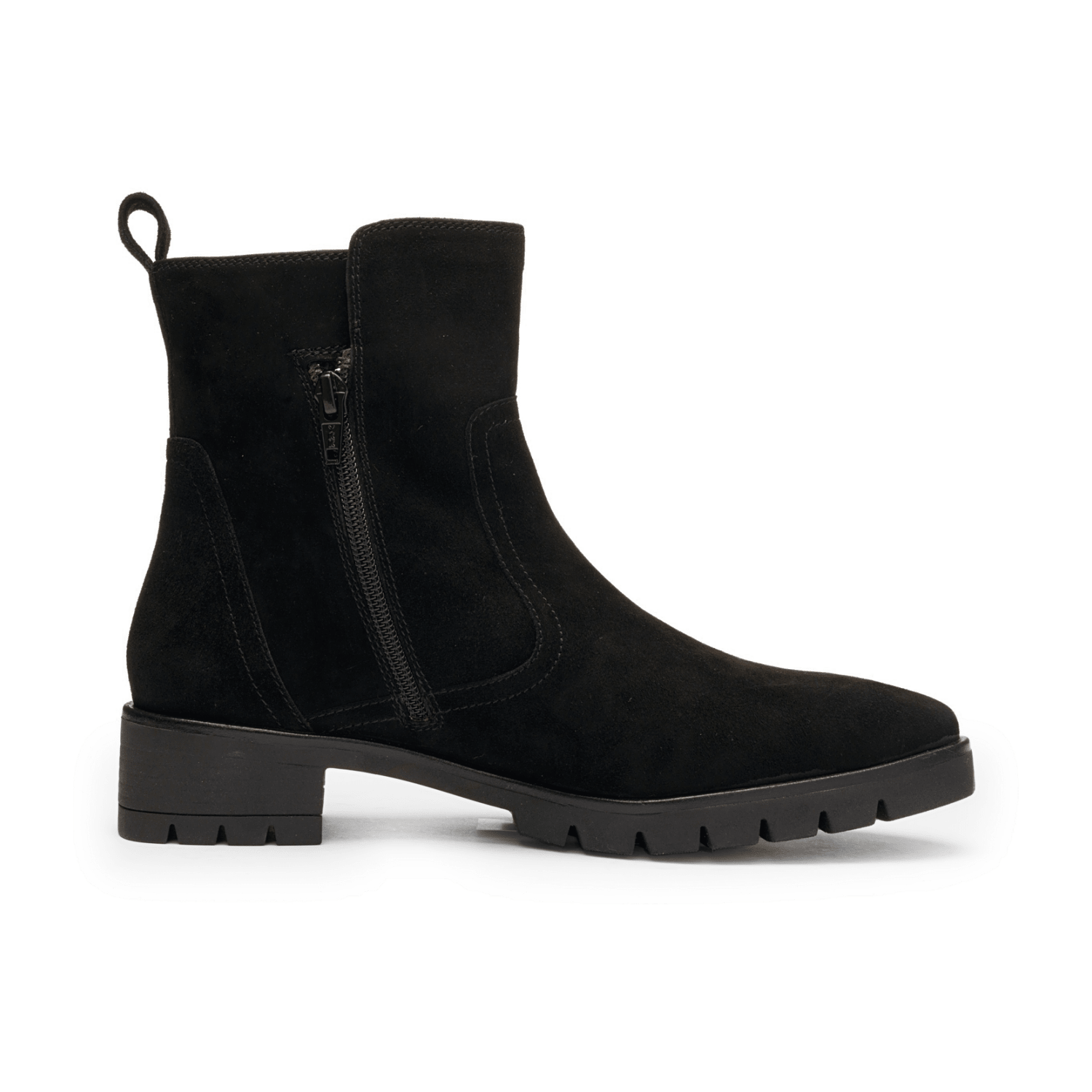 ARA Napoli Women's Ankle Boots in Black Nubuck Leather with Zipper - Classic Style - Bartel-Shop