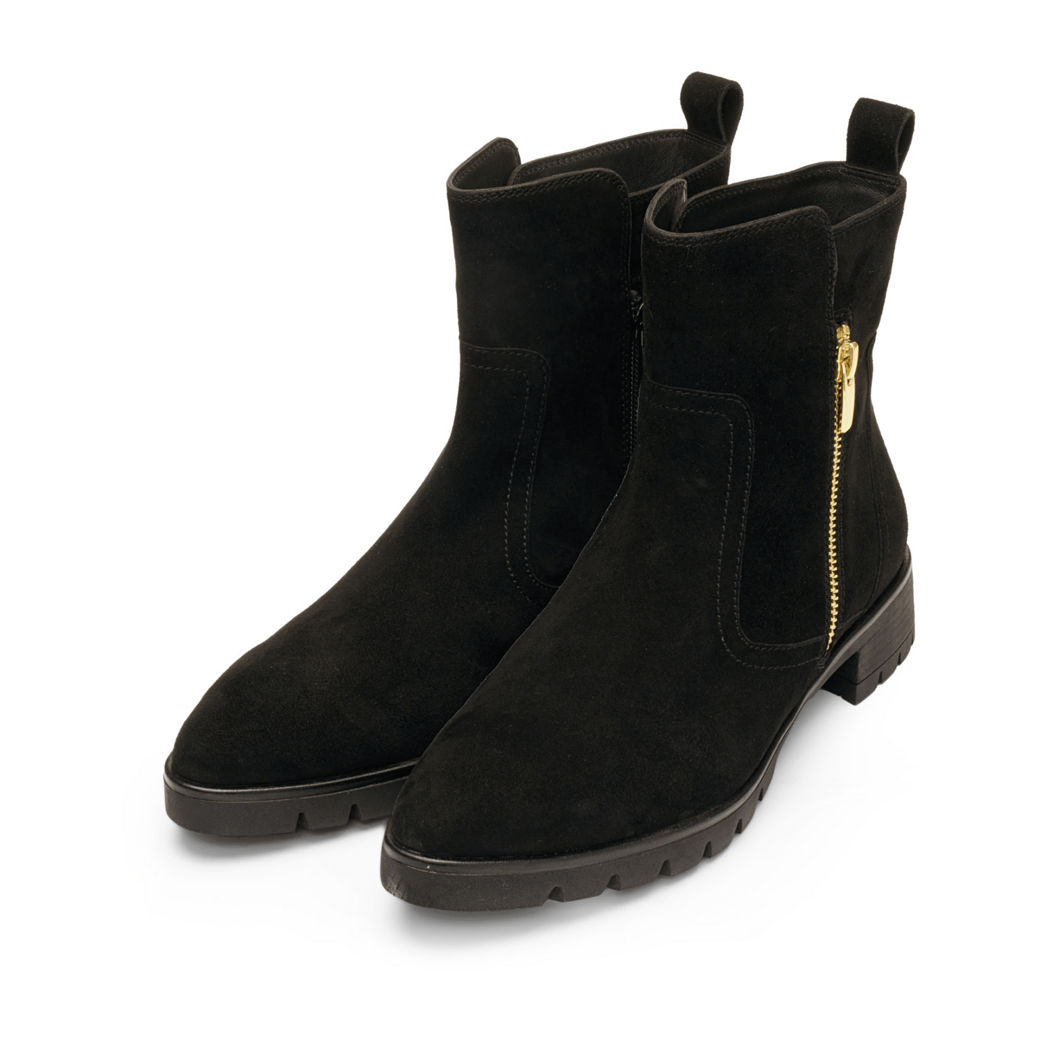 ARA Napoli Women's Ankle Boots in Black Nubuck Leather with Zipper - Classic Style - Bartel-Shop