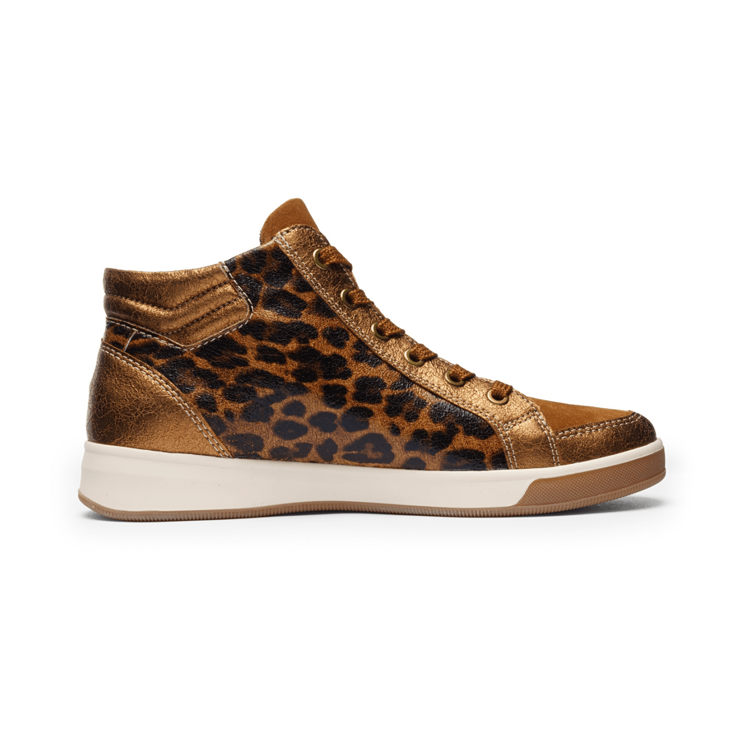 ARA ROM Women's Leather Sneakers in Brown with Lace-Up Closure and Round Toe