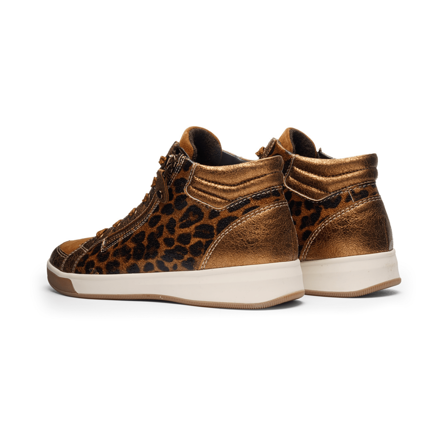 ARA ROM Women's Leather Sneakers in Brown with Lace-Up Closure and Round Toe