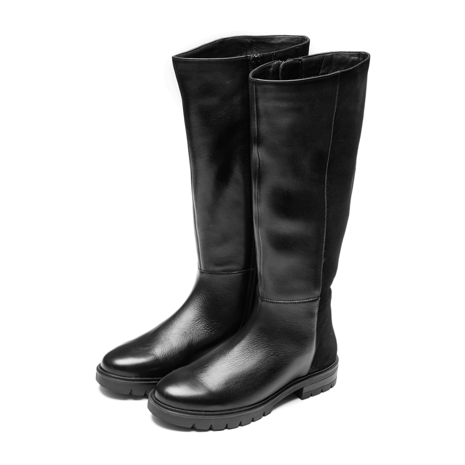 ARA CAMBRIDGE Women's Leather Boots with Zipper, Black, Cold-Weather Lined, Round Toe, Rubber Sole