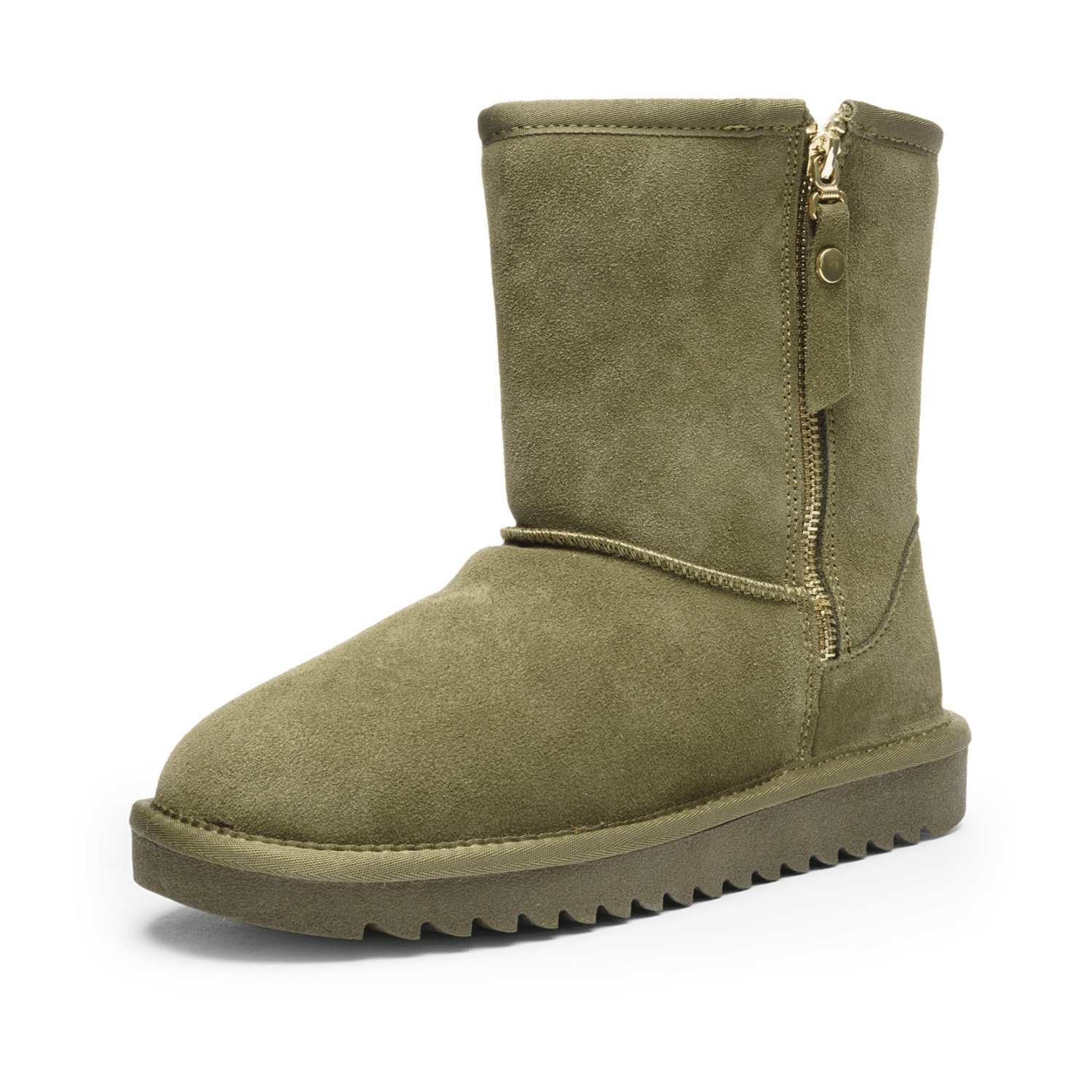 ARA Women's Alaska Suede-Look Ankle Boots with Wool Lining, Pull-On Chelsea Boots, Classic Army Green - Bartel-Shop