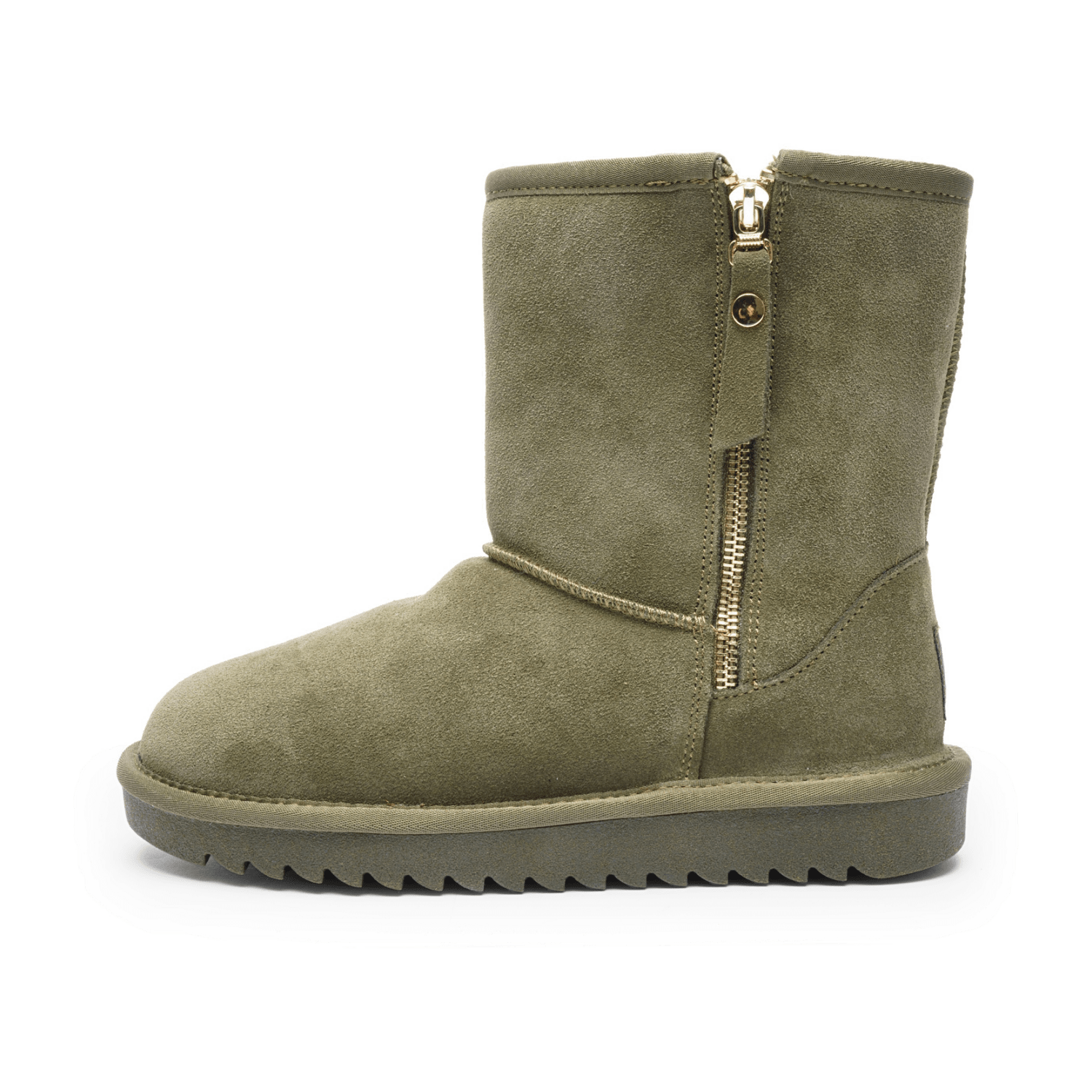 ARA Women's Alaska Suede-Look Ankle Boots with Wool Lining, Pull-On Chelsea Boots, Classic Army Green - Bartel-Shop