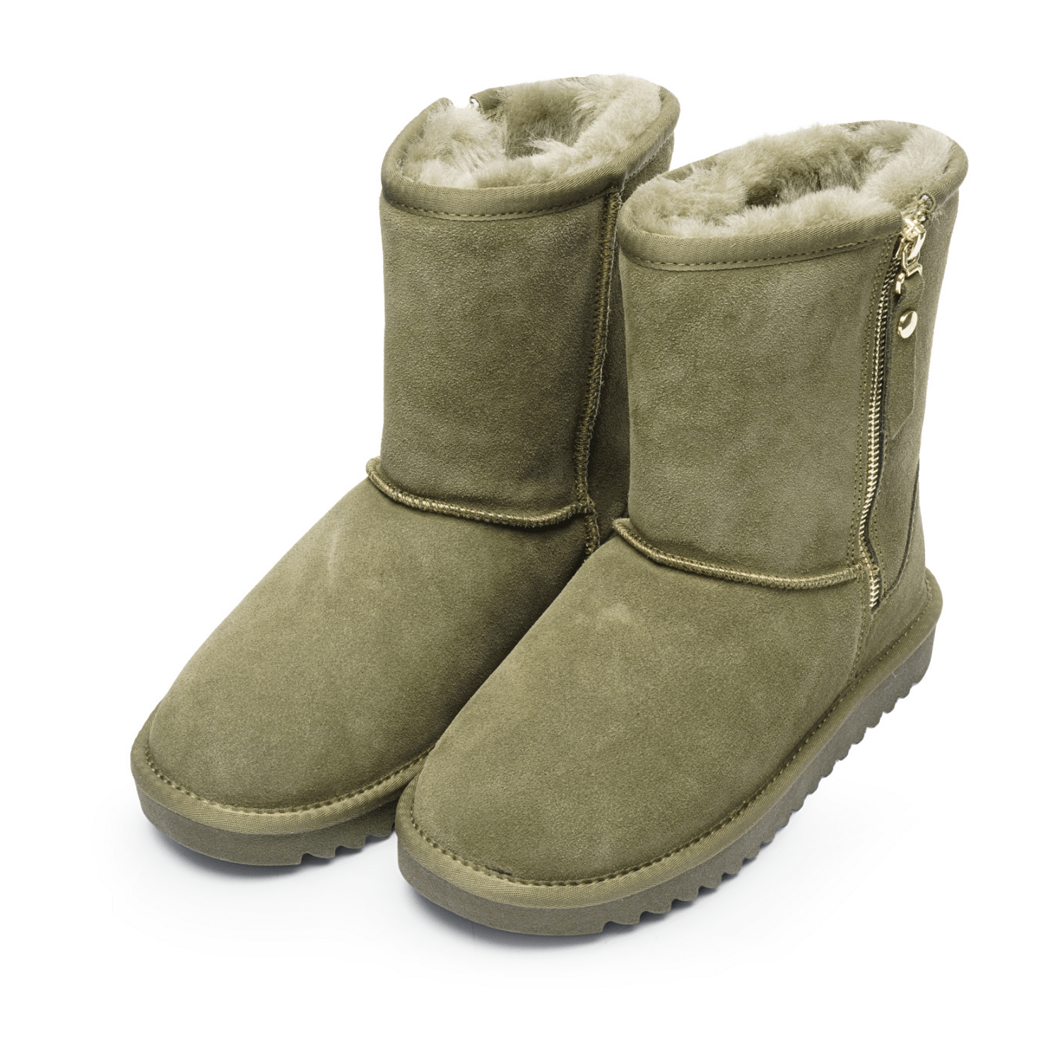 ARA Women's Alaska Suede-Look Ankle Boots with Wool Lining, Pull-On Chelsea Boots, Classic Army Green - Bartel-Shop