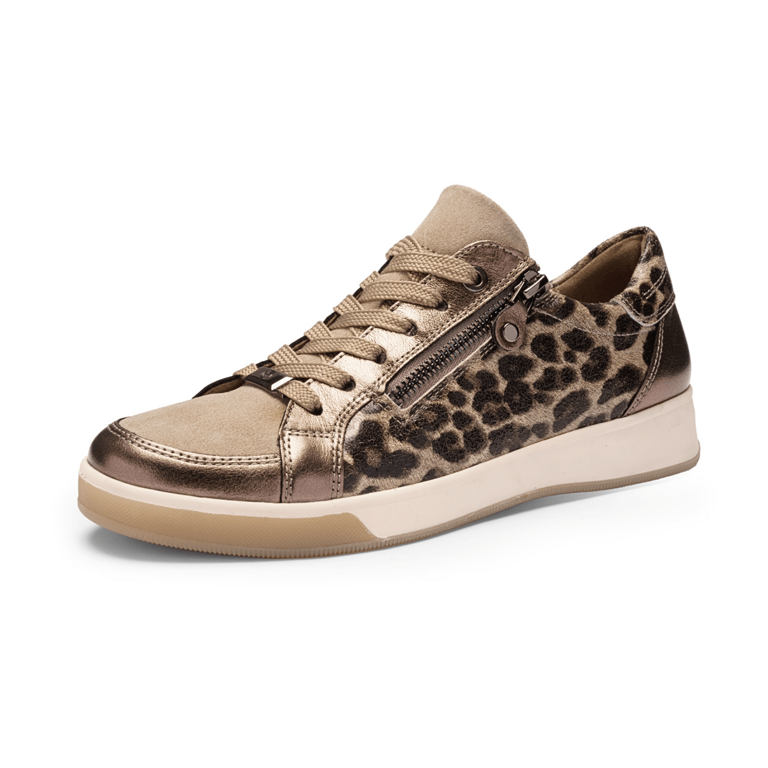 ARA Women's ROM Leather Sneakers Lace-Up Animal Print Shoes - Bartel-Shop