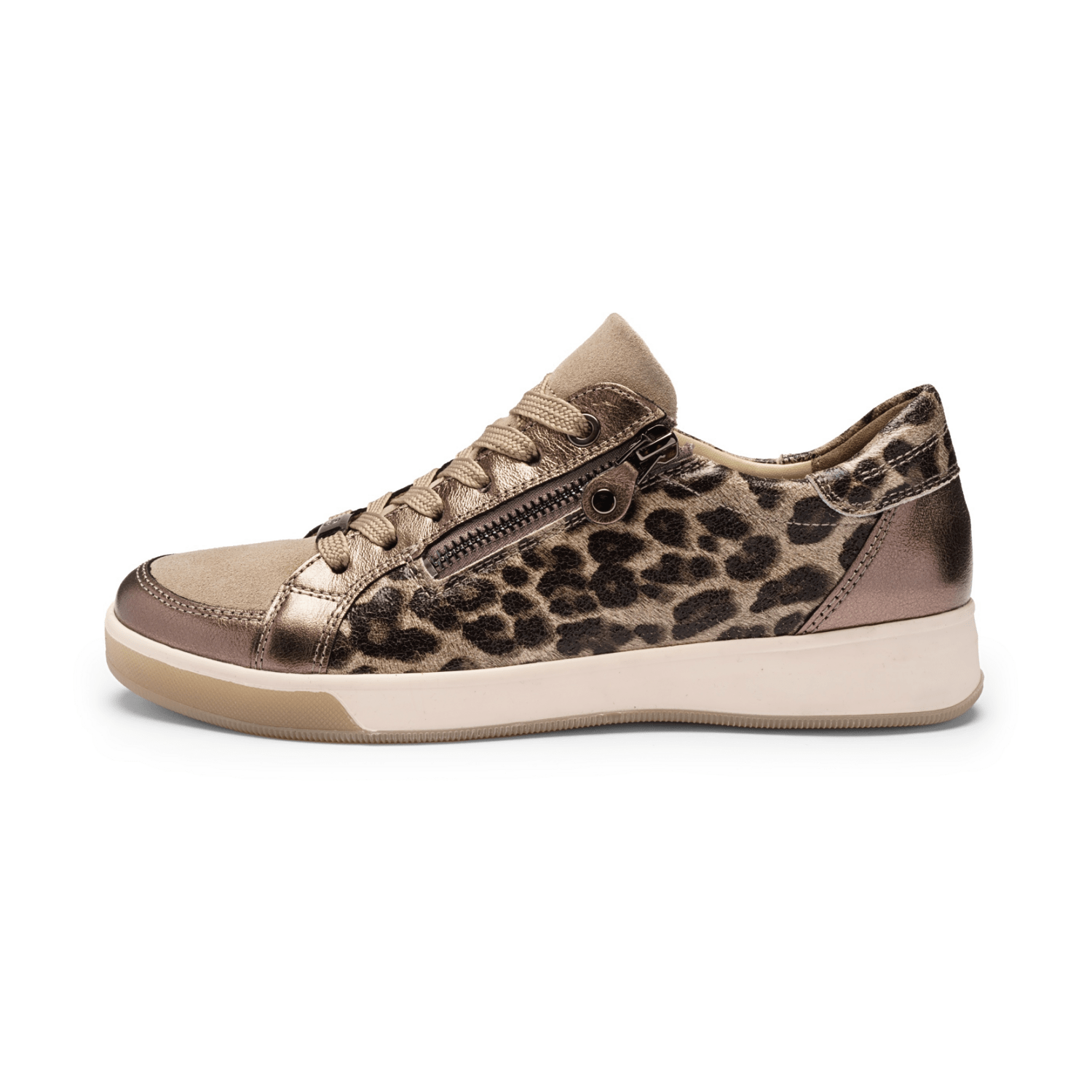 ARA Women's ROM Leather Sneakers Lace-Up Animal Print Shoes - Bartel-Shop