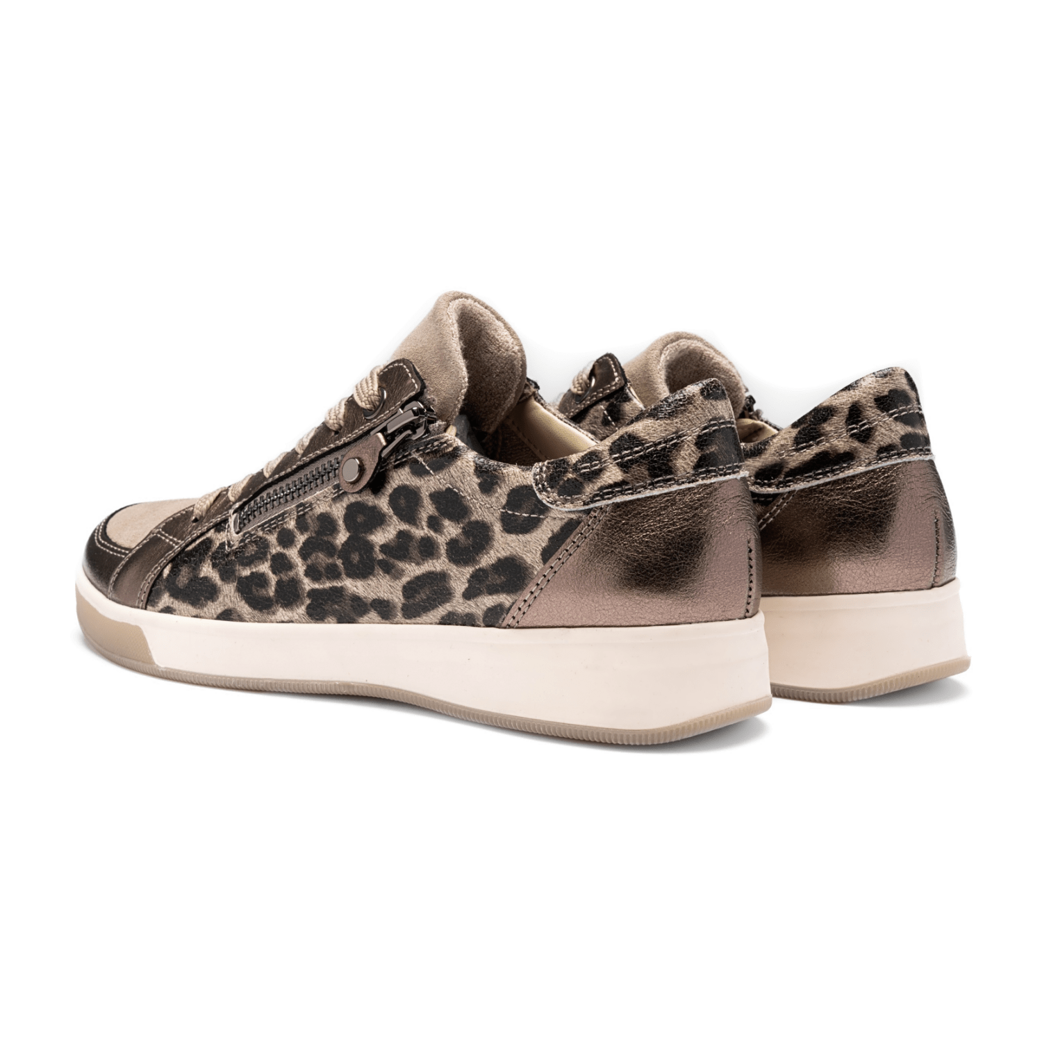 ARA Women's ROM Leather Sneakers Lace-Up Animal Print Shoes - Bartel-Shop