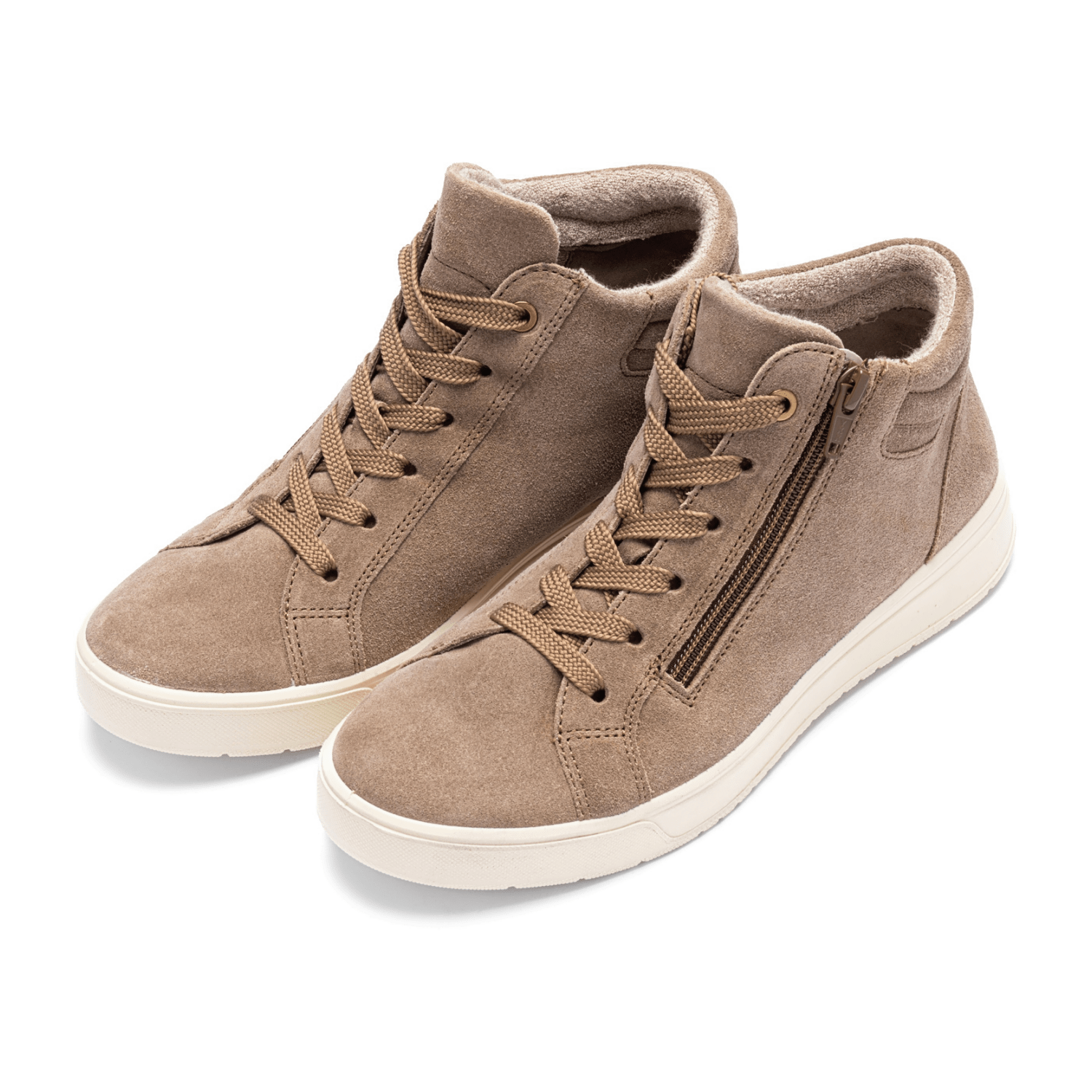ARA Rom Women's Velour Leather Sneakers in Beige with Lace-Up Closure - Bartel-Shop