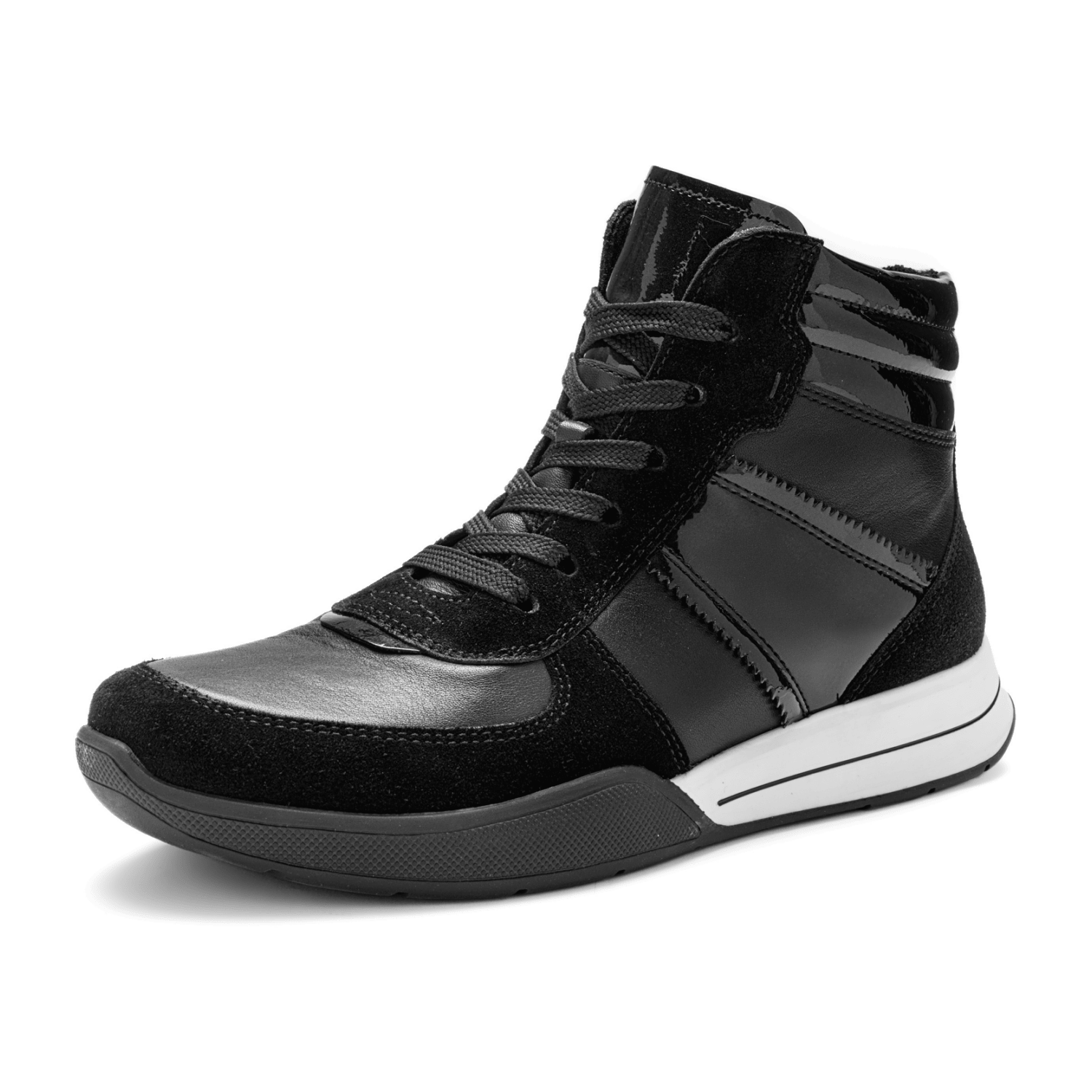 ARA Monza Ankle Boot Lace-Up Boot for Women in Black Smooth Leather Sneaker Style