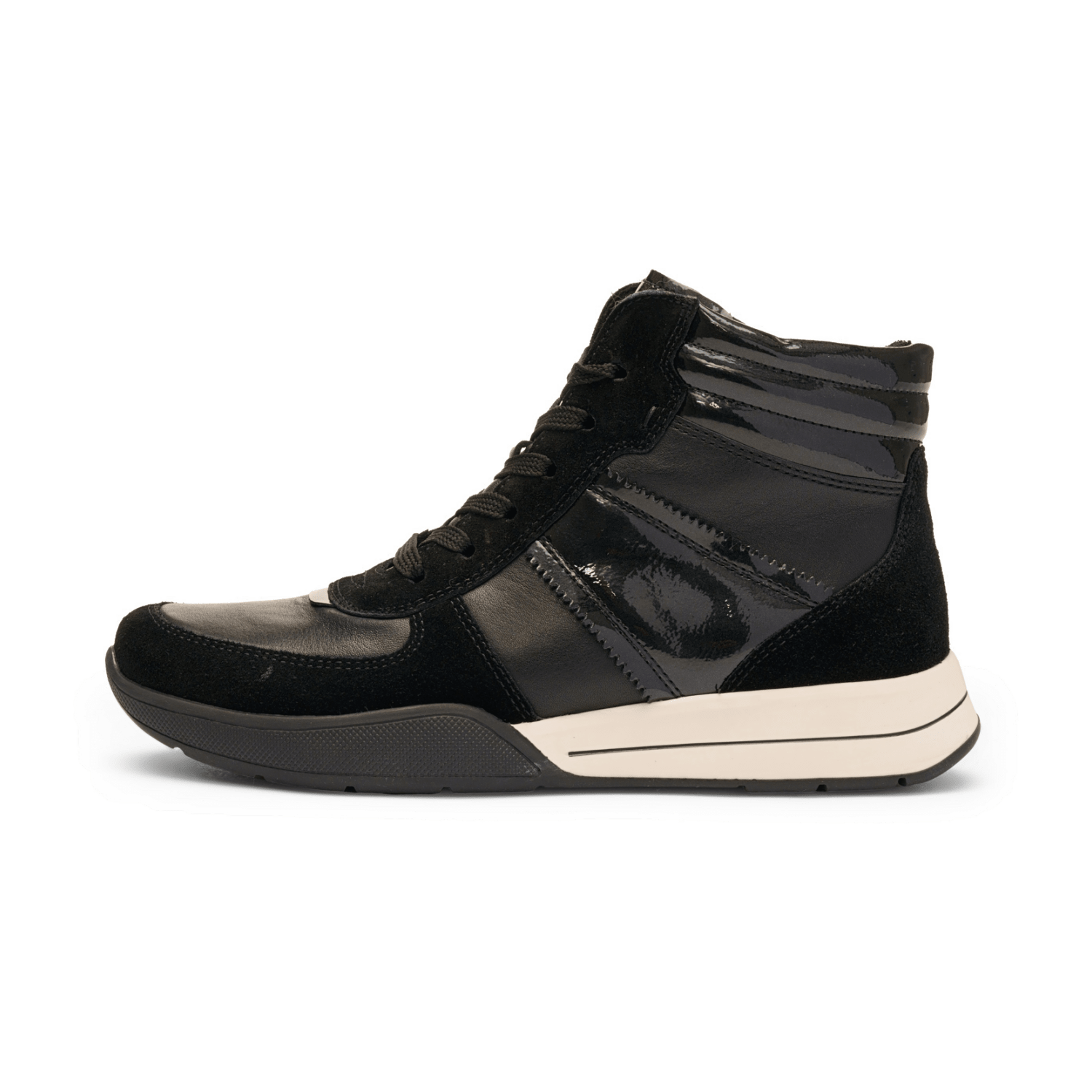 ARA Monza Ankle Boot Lace-Up Boot for Women in Black Smooth Leather Sneaker Style