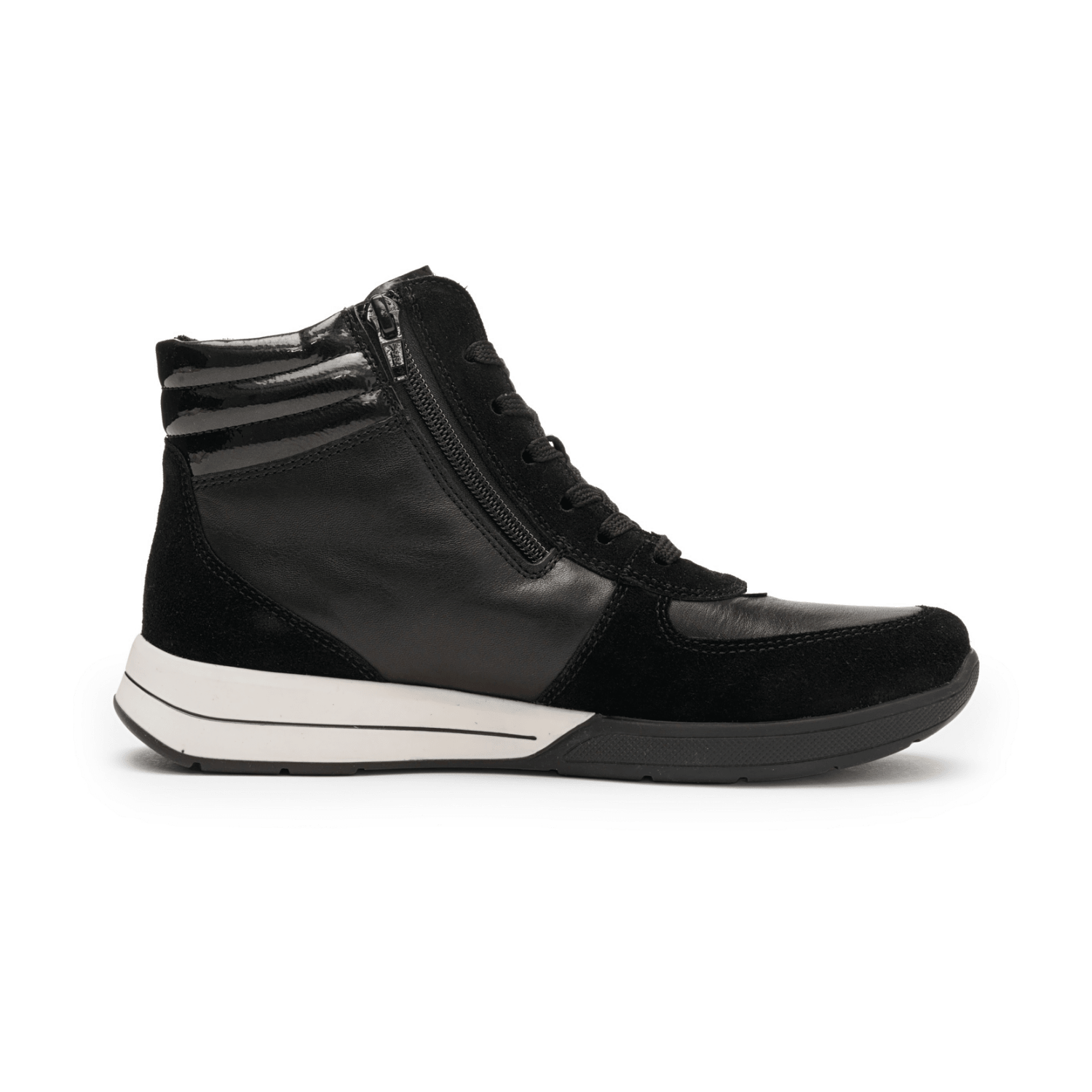 ARA Monza Ankle Boot Lace-Up Boot for Women in Black Smooth Leather Sneaker Style