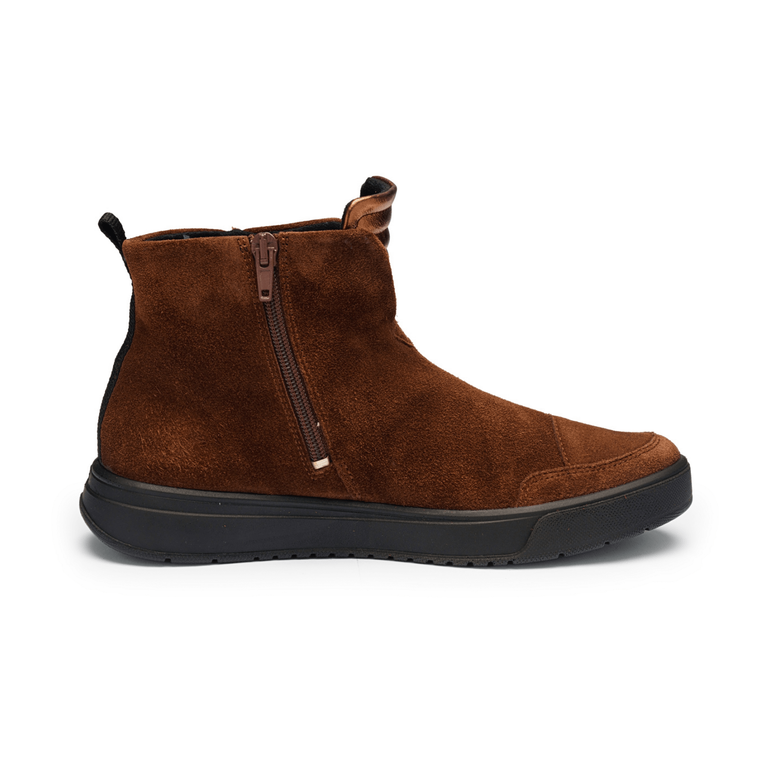 ARA Rom Women's Ankle Boots in Brown Nubuck Leather with Zipper Classic Style Round Toe Synthetic Lining Polyurethane Sole