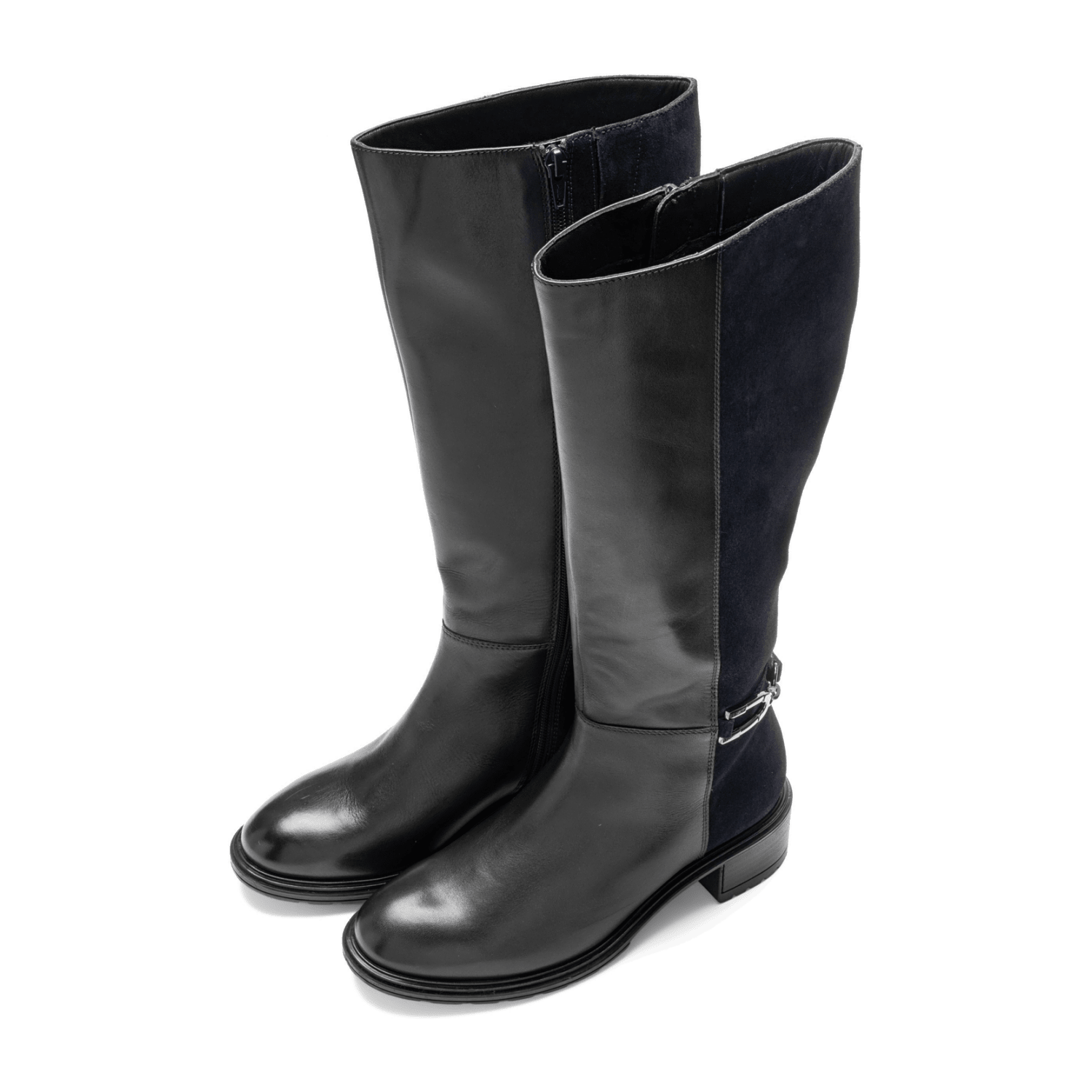 ARA Parker Women's Boots in Smooth Blue Leather with Zipper - Classic Style with Round Toe - Bartel-Shop