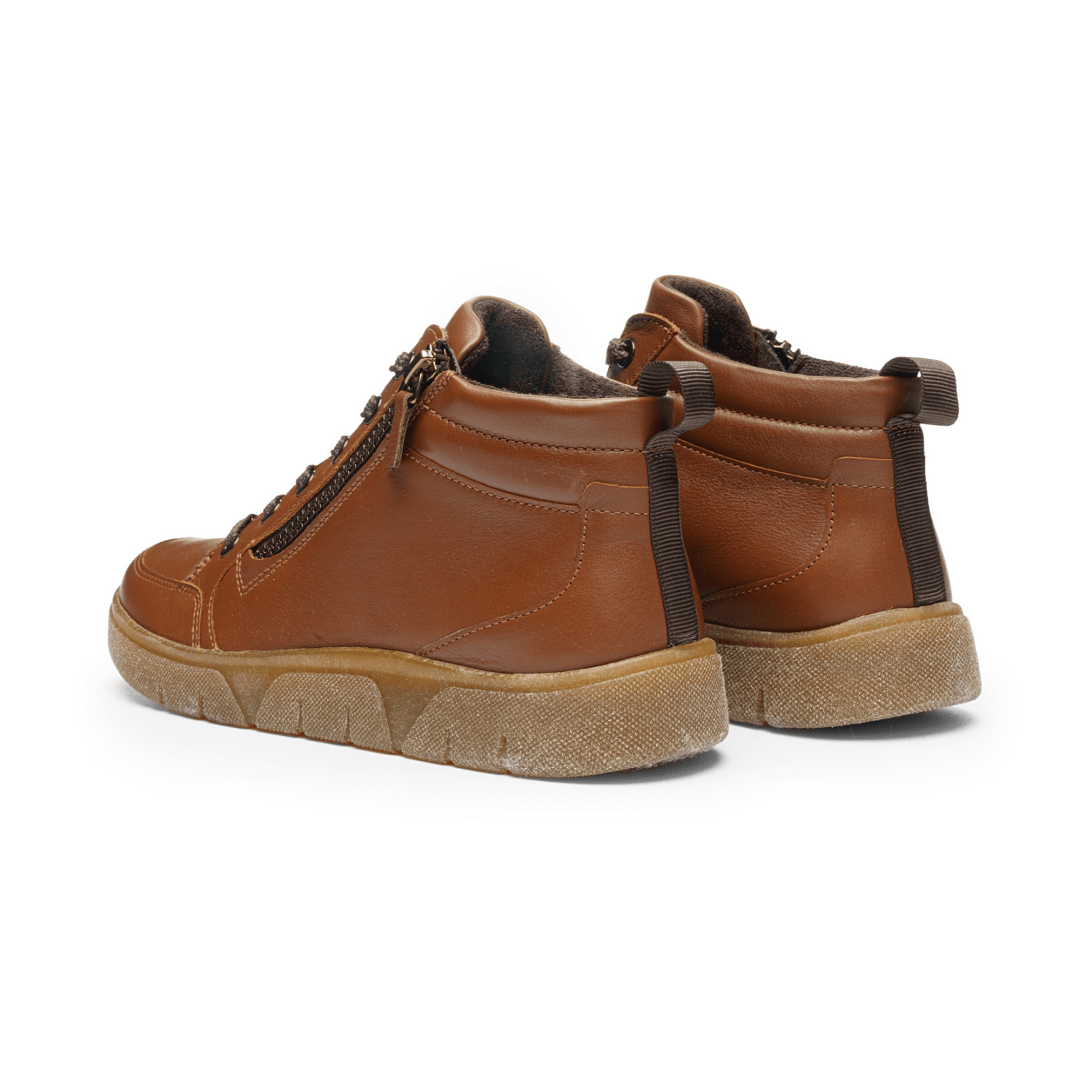 ARA Women's Boots with Zipper, Brown, Warm Lined, Round Toe, Rubber Sole - Bartel-Shop