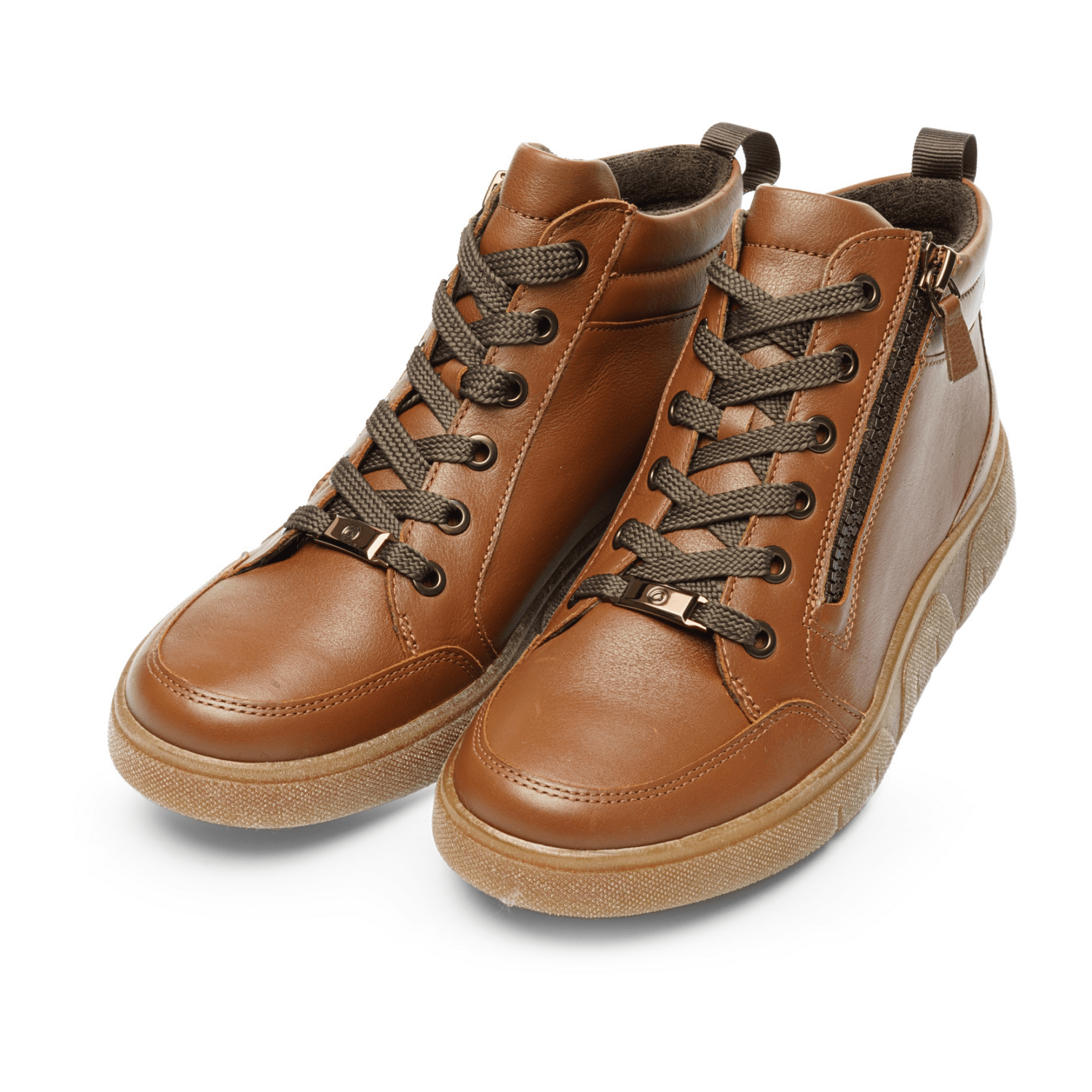 ARA Women's Boots with Zipper, Brown, Warm Lined, Round Toe, Rubber Sole - Bartel-Shop