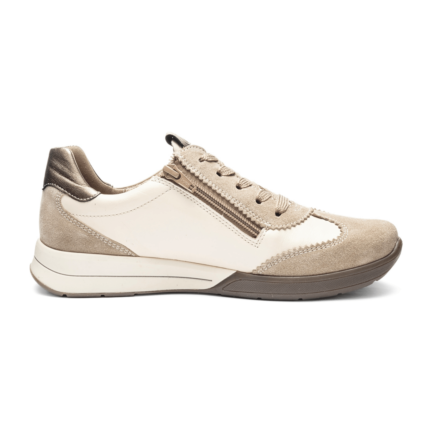 ARA Monza Women's Sneaker Slip-On in beige with lacing and leather lining