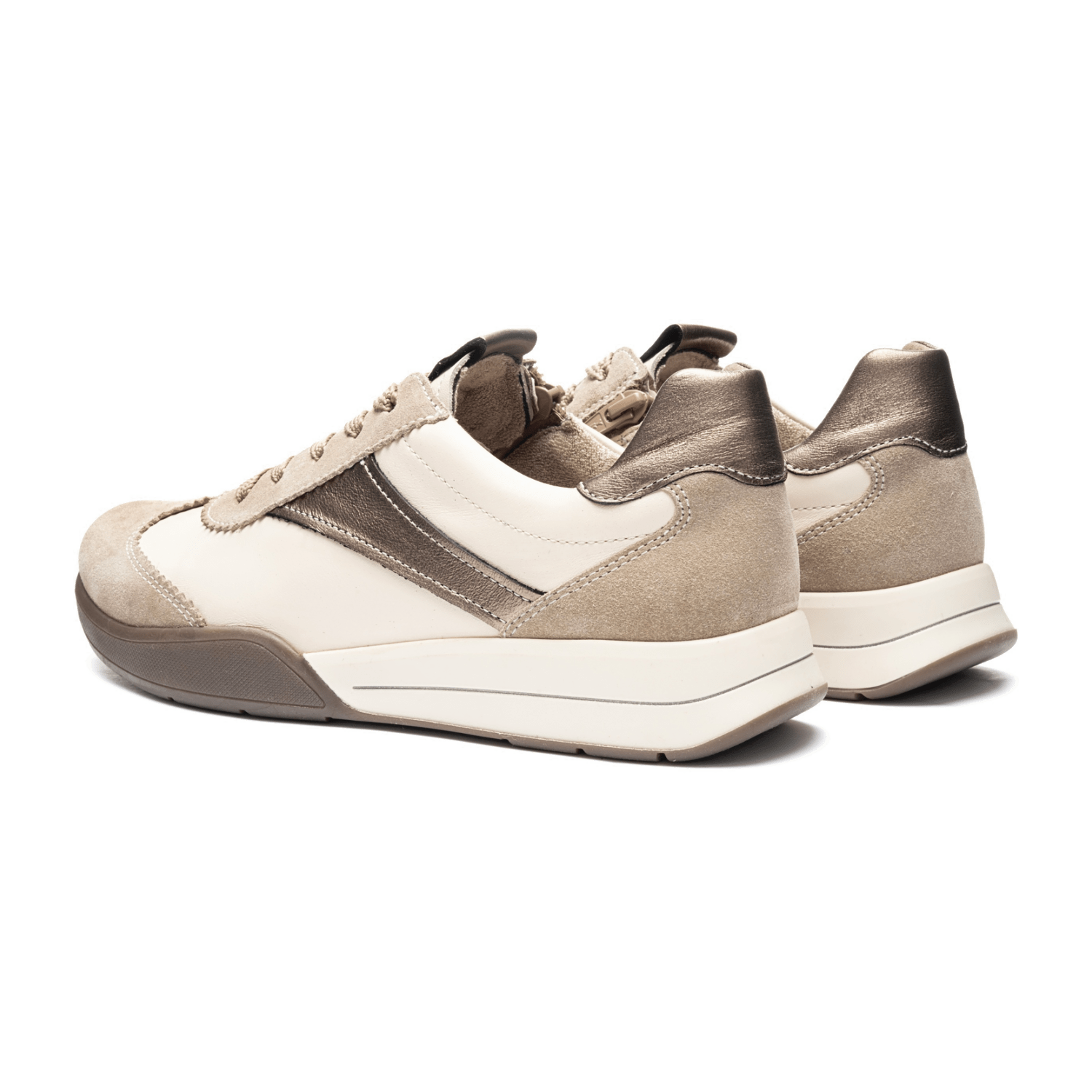 ARA Monza Women's Sneaker Slip-On in beige with lacing and leather lining