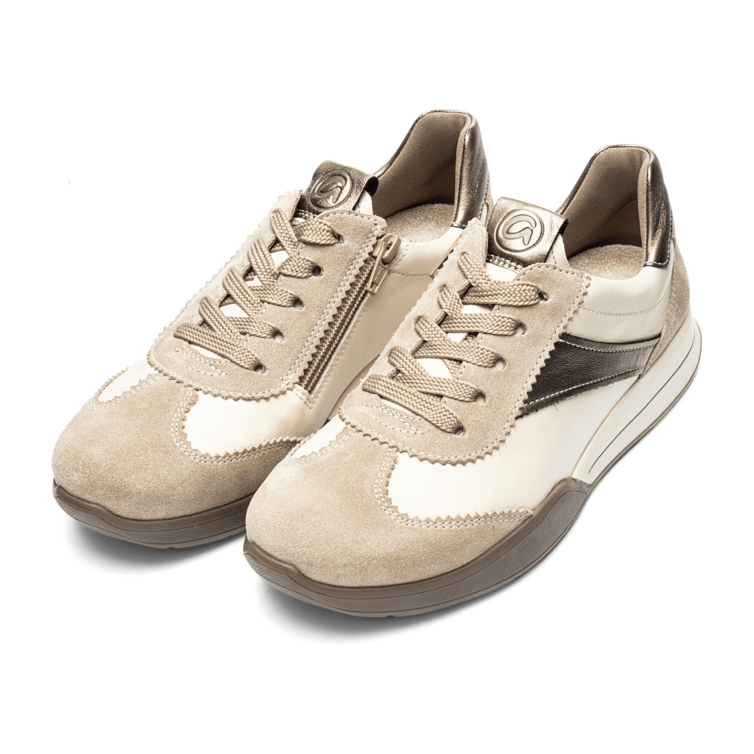 ARA Monza Women's Sneaker Slip-On in beige with lacing and leather lining