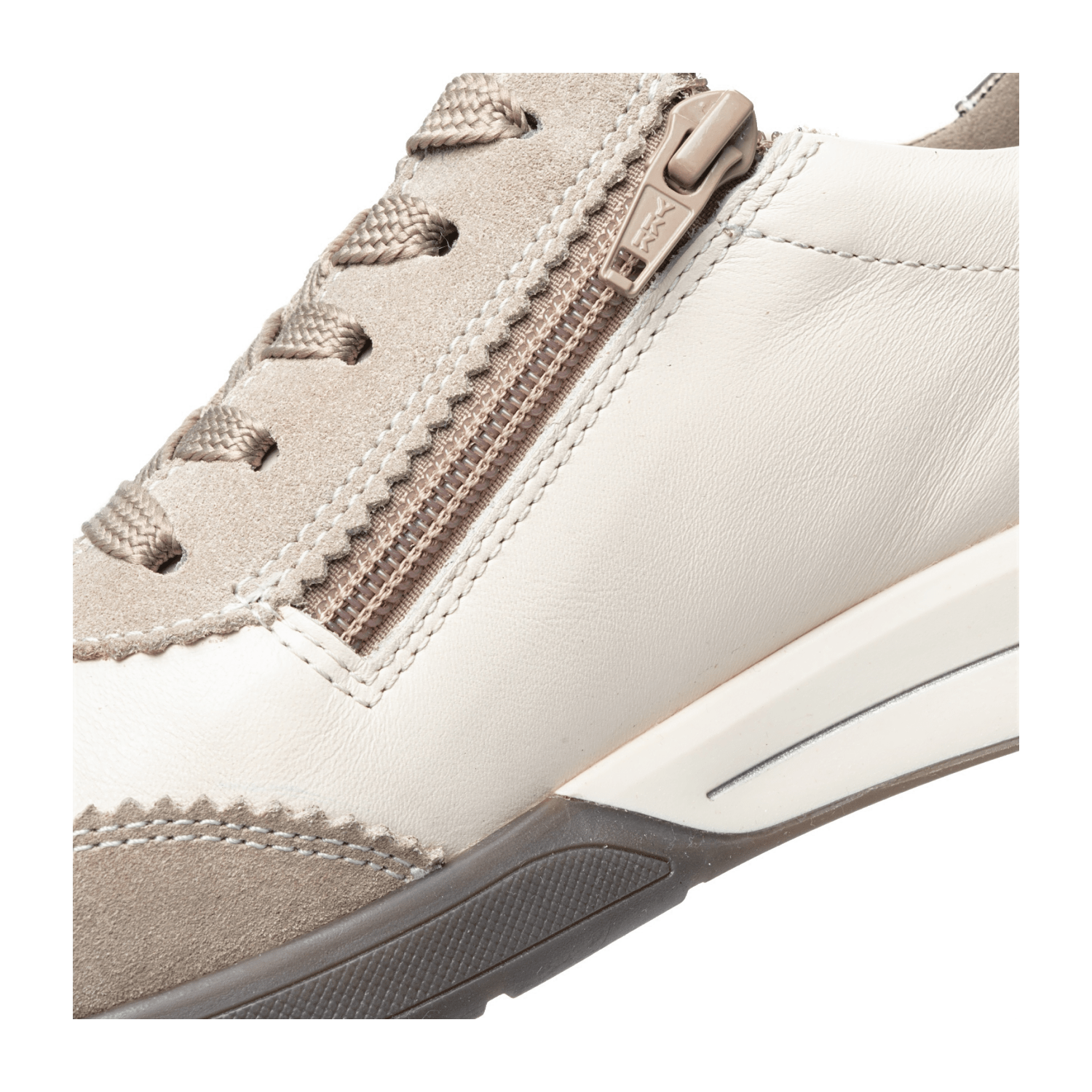 ARA Monza Women's Sneaker Slip-On in beige with lacing and leather lining