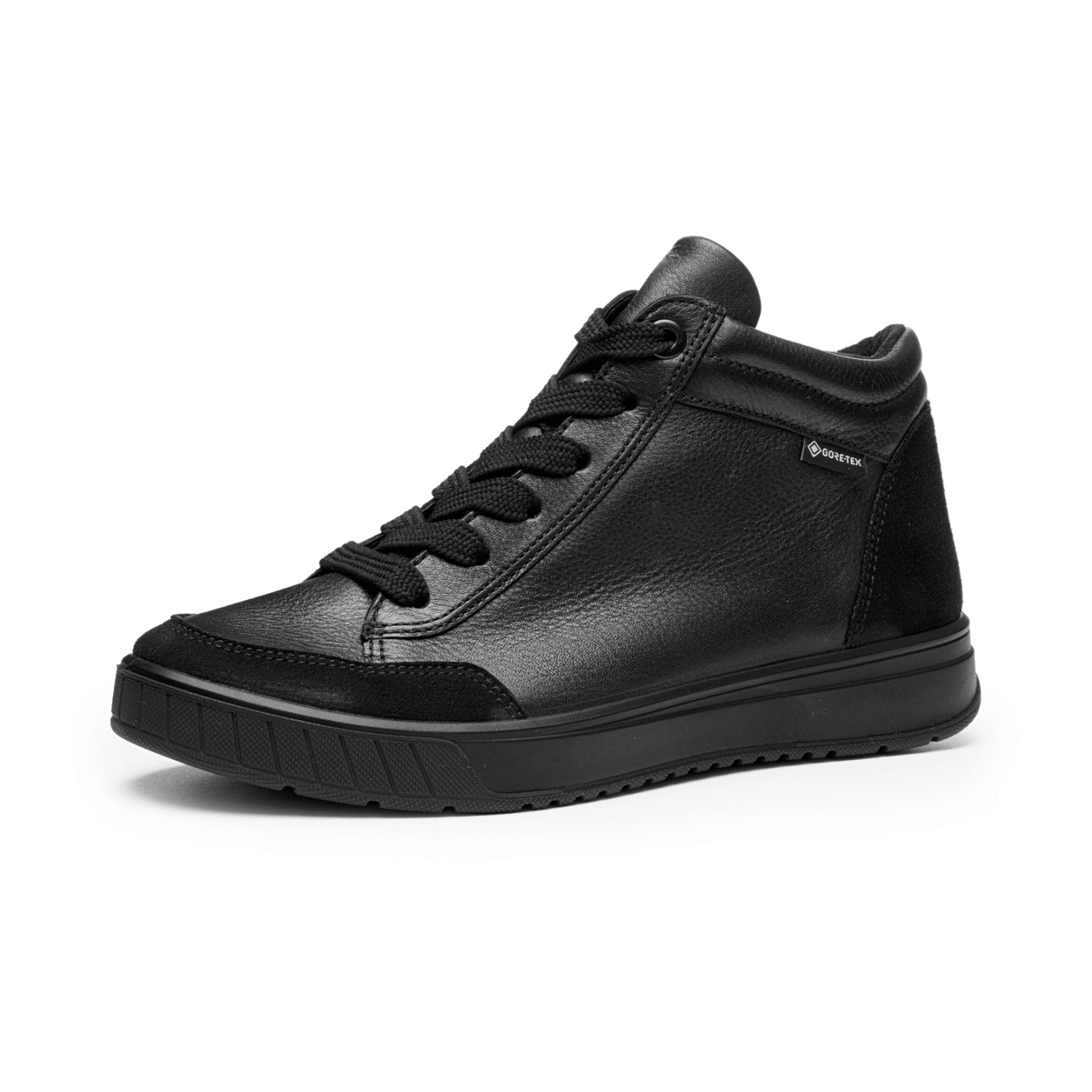 ARA Rom Sneaker for Women in Black Smooth Leather with Lace-Up Closure and Round Toe