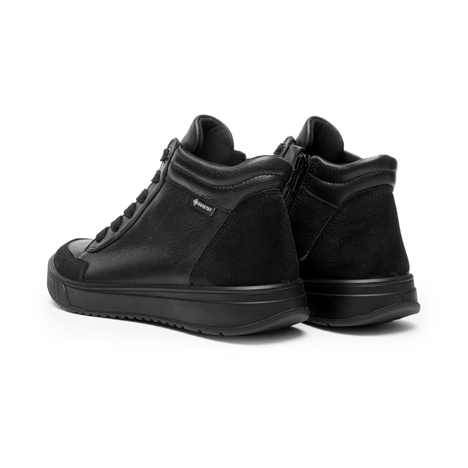 ARA Rom Sneaker for Women in Black Smooth Leather with Lace-Up Closure and Round Toe