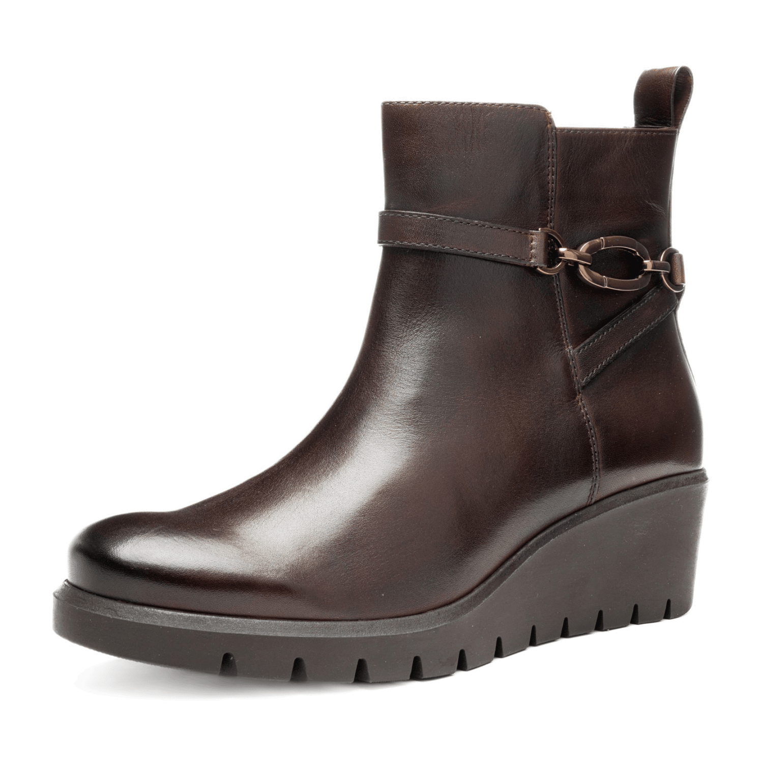 ARA Como Women's Ankle Boots in Brown Smooth Leather with Zipper and Round Toe - Classic Boots with Polyurethane Sole - Bartel-Shop
