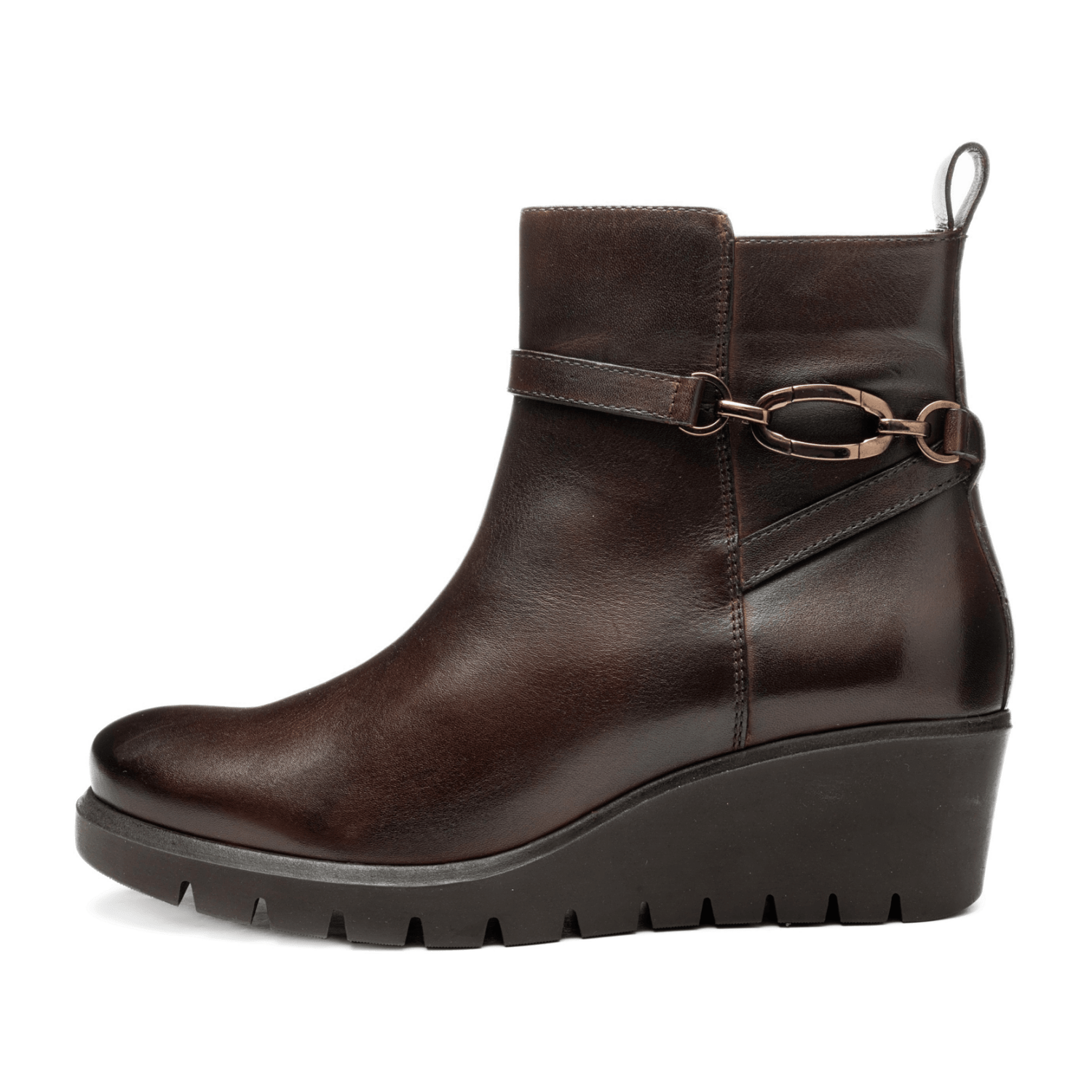 ARA Como Women's Ankle Boots in Brown Smooth Leather with Zipper and Round Toe - Classic Boots with Polyurethane Sole - Bartel-Shop