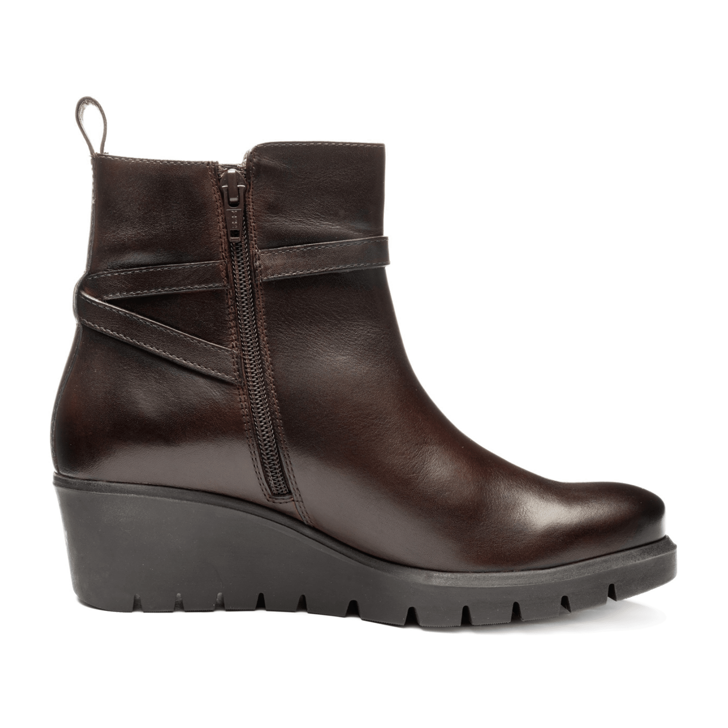 ARA Como Women's Ankle Boots in Brown Smooth Leather with Zipper and Round Toe - Classic Boots with Polyurethane Sole - Bartel-Shop