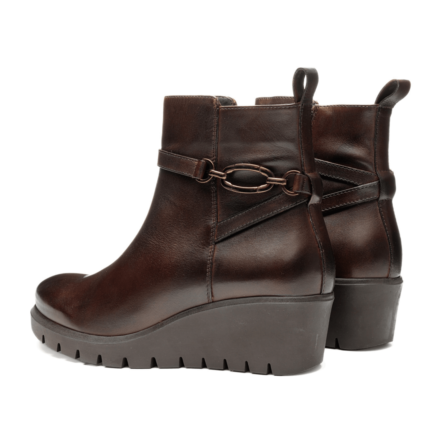 ARA Como Women's Ankle Boots in Brown Smooth Leather with Zipper and Round Toe - Classic Boots with Polyurethane Sole - Bartel-Shop