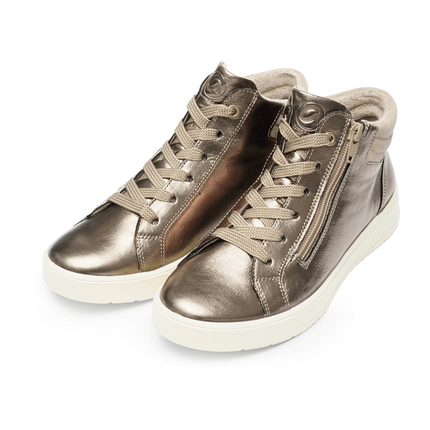 ARA Rom Women's Sneakers in Smooth Leather Gold with Lace-Up Closure and Polyurethane Sole