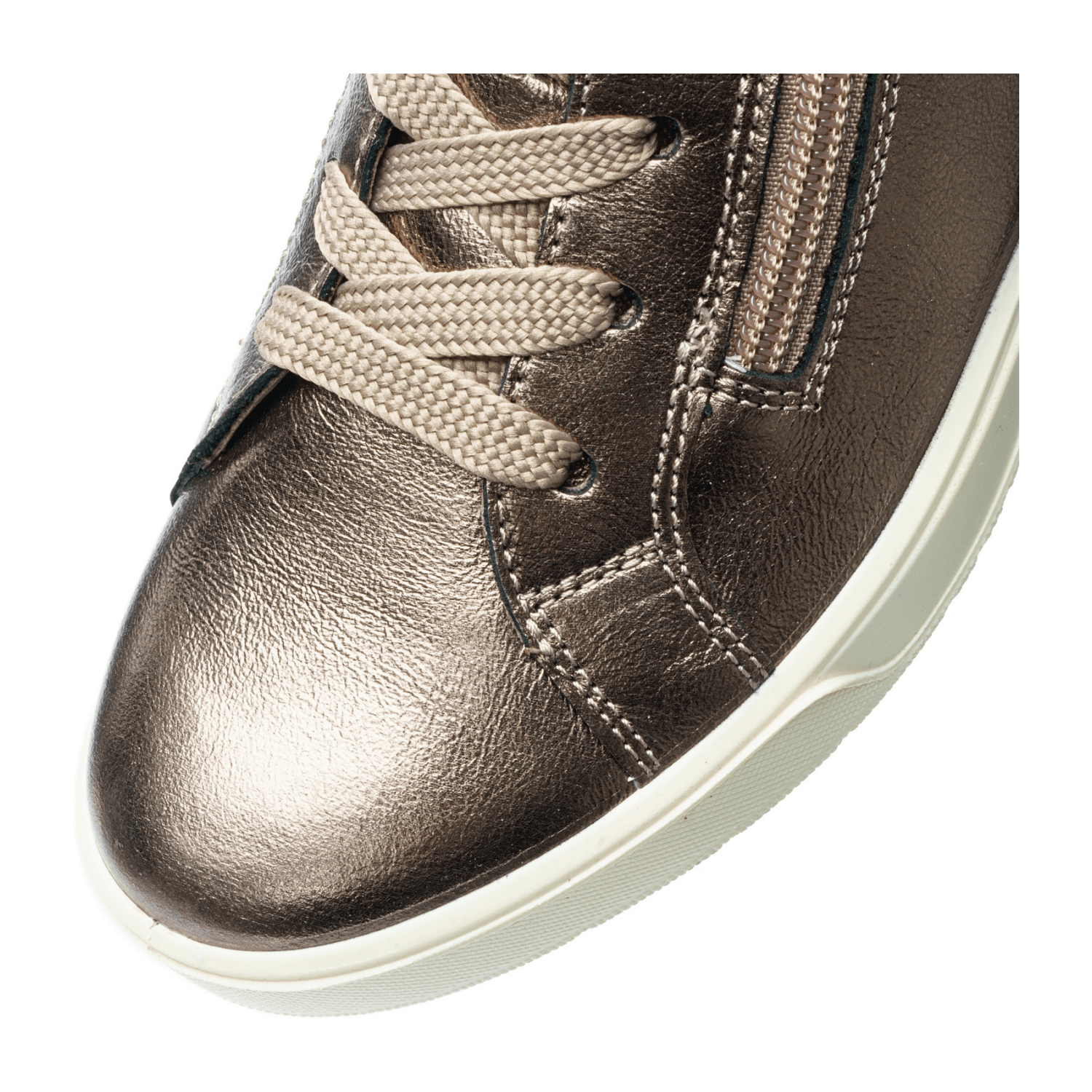 ARA Rom Women's Sneakers in Smooth Leather Gold with Lace-Up Closure and Polyurethane Sole