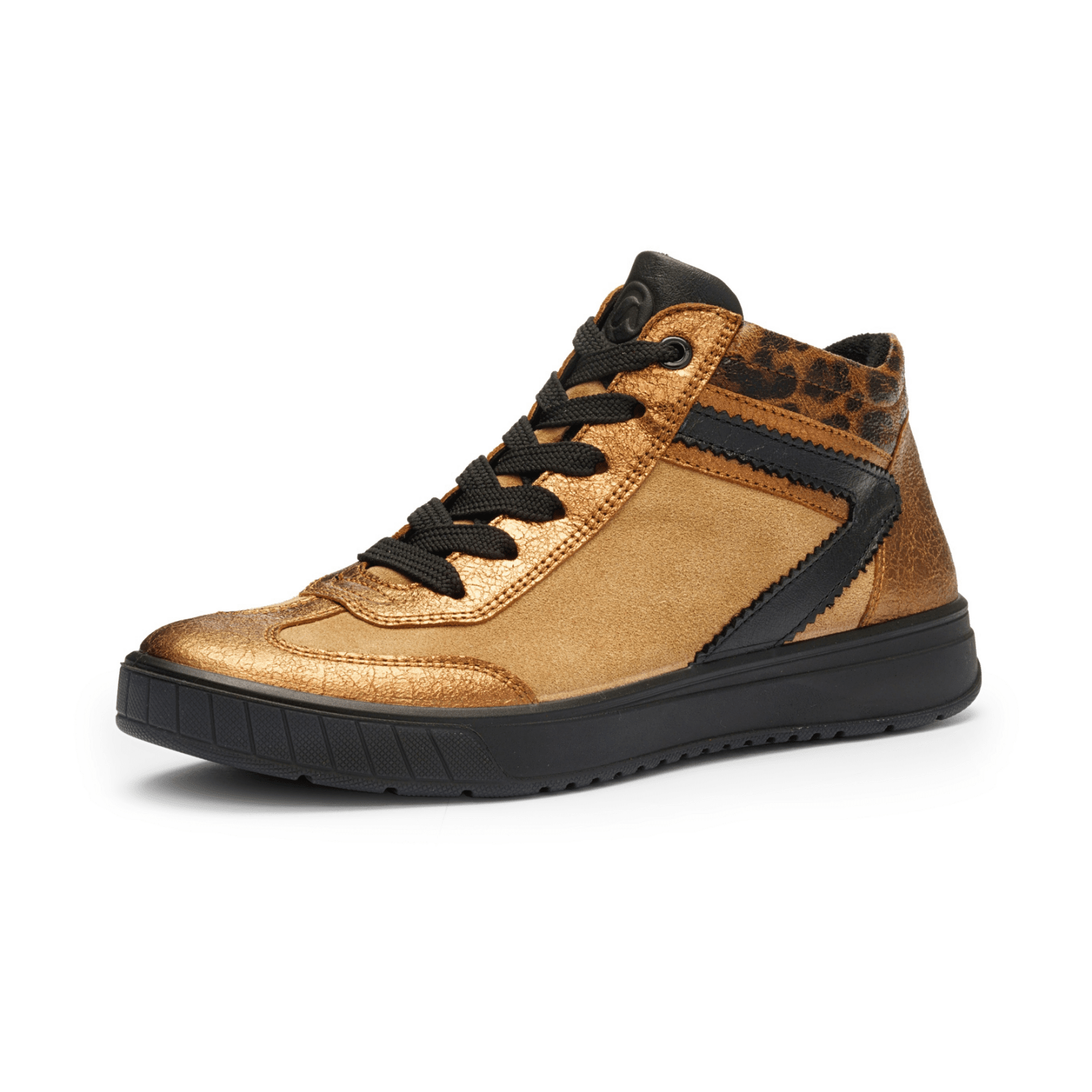 ARA Rom Women's Sneakers in Yellow Smooth Leather with Lace-Up Closure