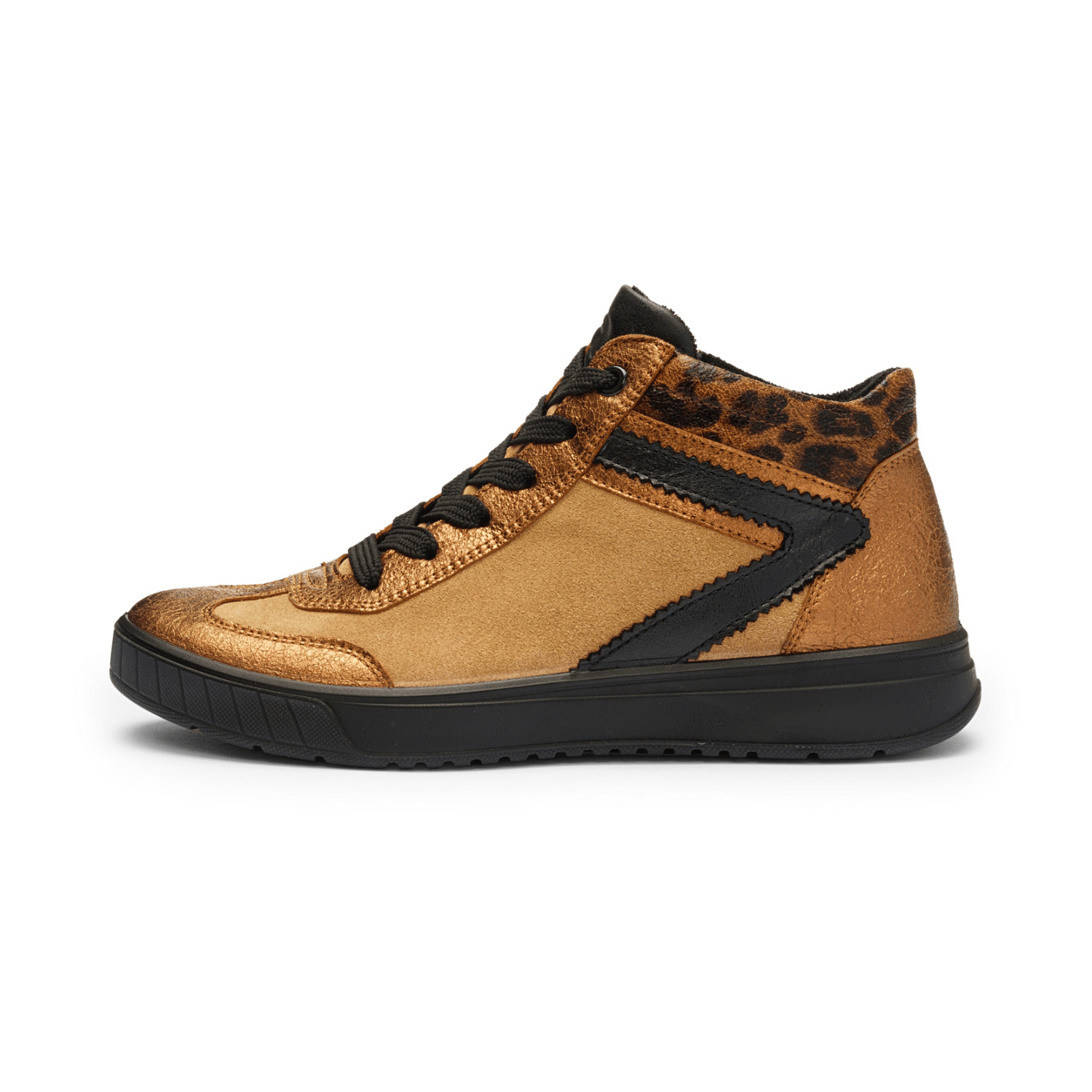 ARA Rom Women's Sneakers in Yellow Smooth Leather with Lace-Up Closure