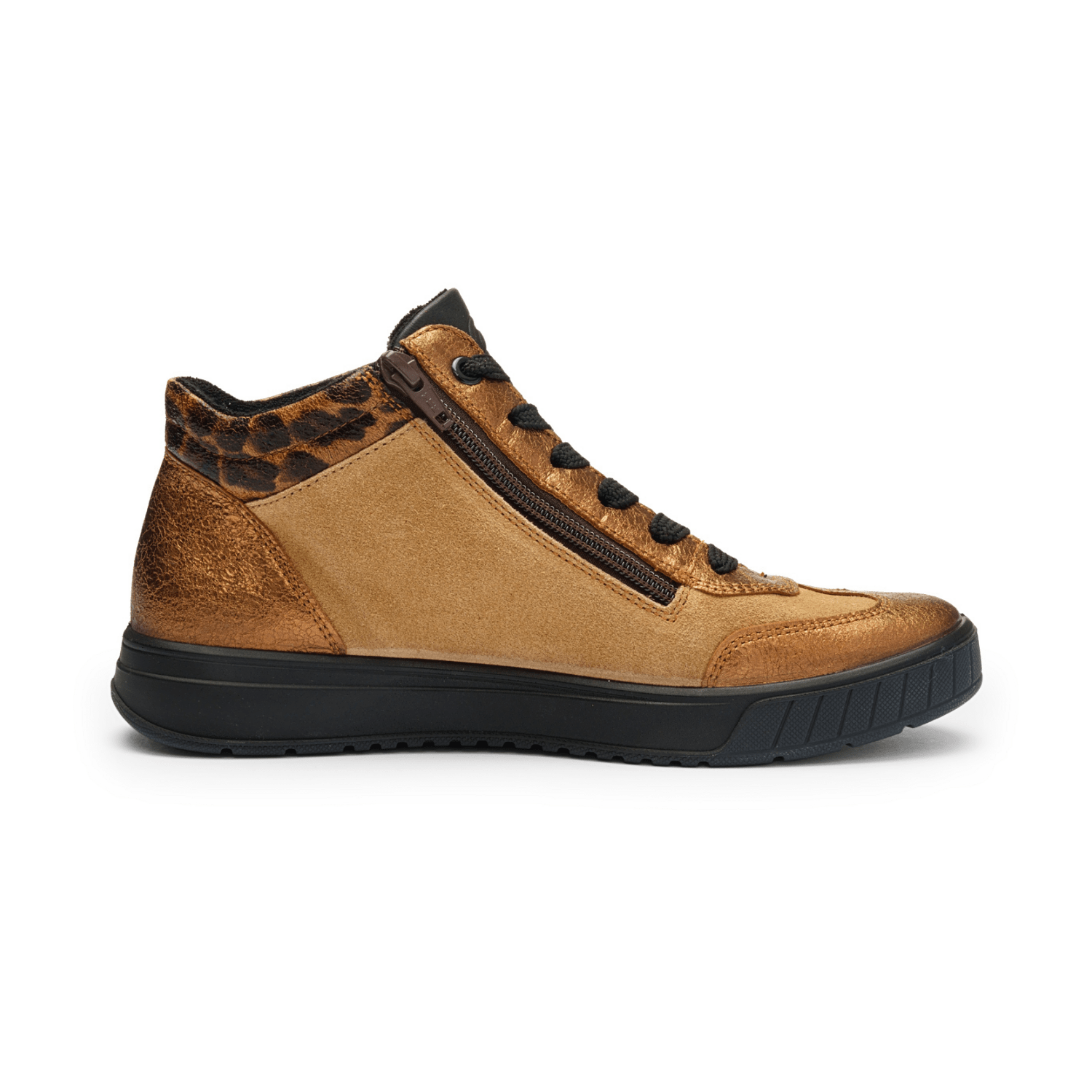 ARA Rom Women's Sneakers in Yellow Smooth Leather with Lace-Up Closure
