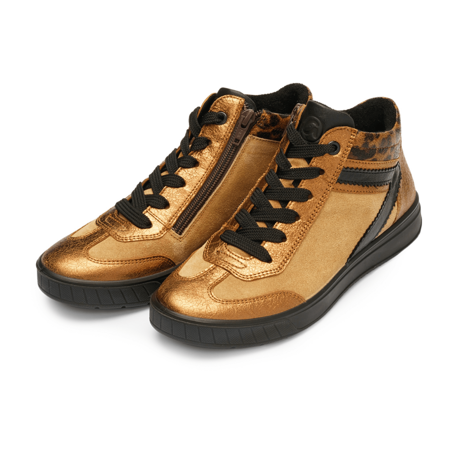 ARA Rom Women's Sneakers in Yellow Smooth Leather with Lace-Up Closure