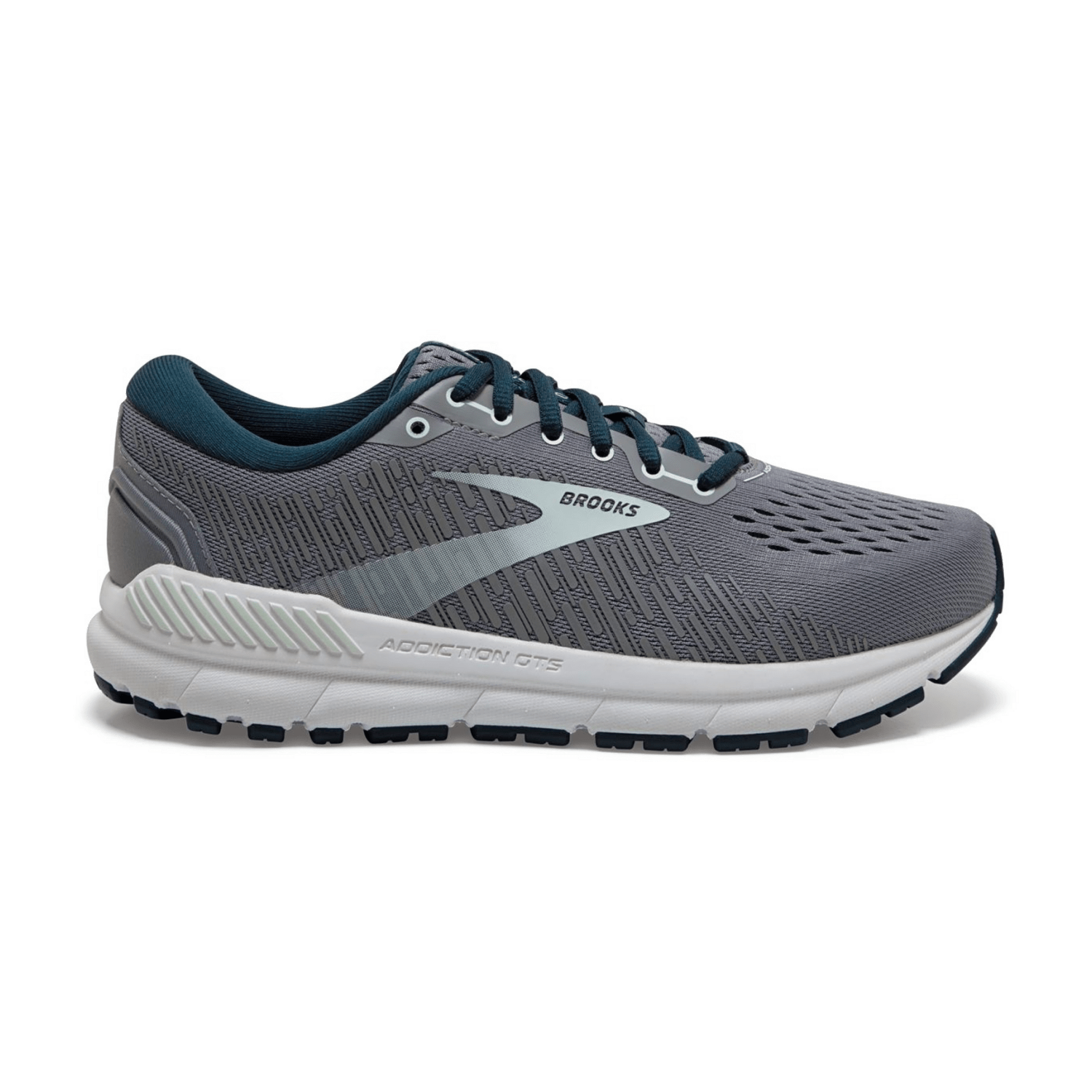 Brooks ADDICTION GTS 15 Women's Sneakers in Grey Navy Aqua Canvas with Lace-Up Closure and Round Toe