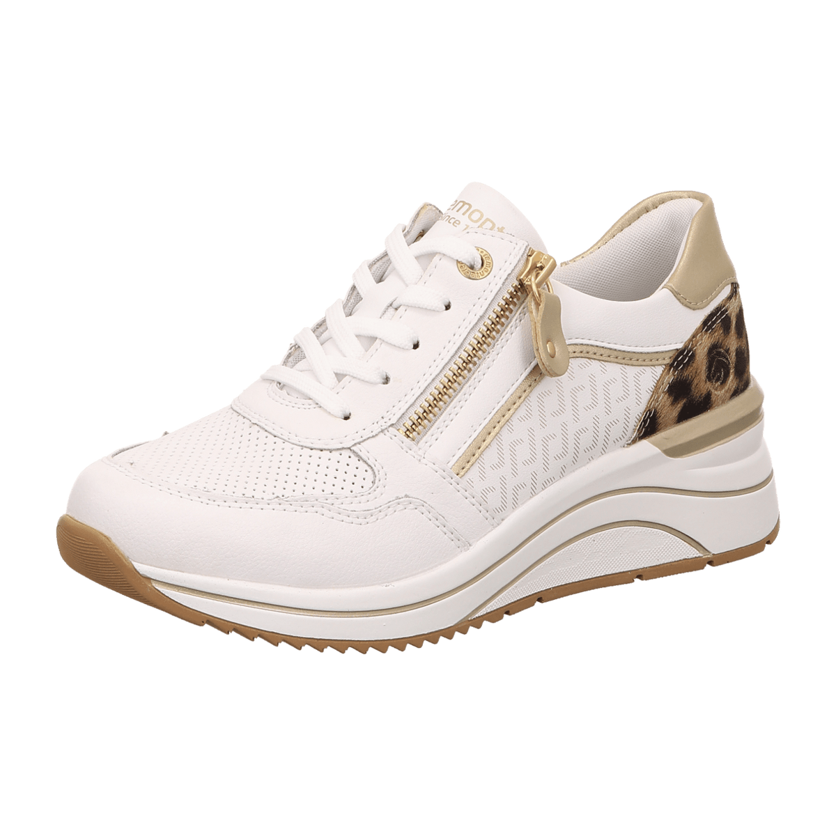 Remonte Women's White Leo Sneakers - Genuine Leather Casual Shoes with Removable Insole