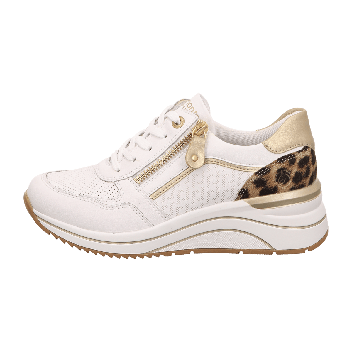 Remonte Women's White Leo Sneakers - Genuine Leather Casual Shoes with Removable Insole