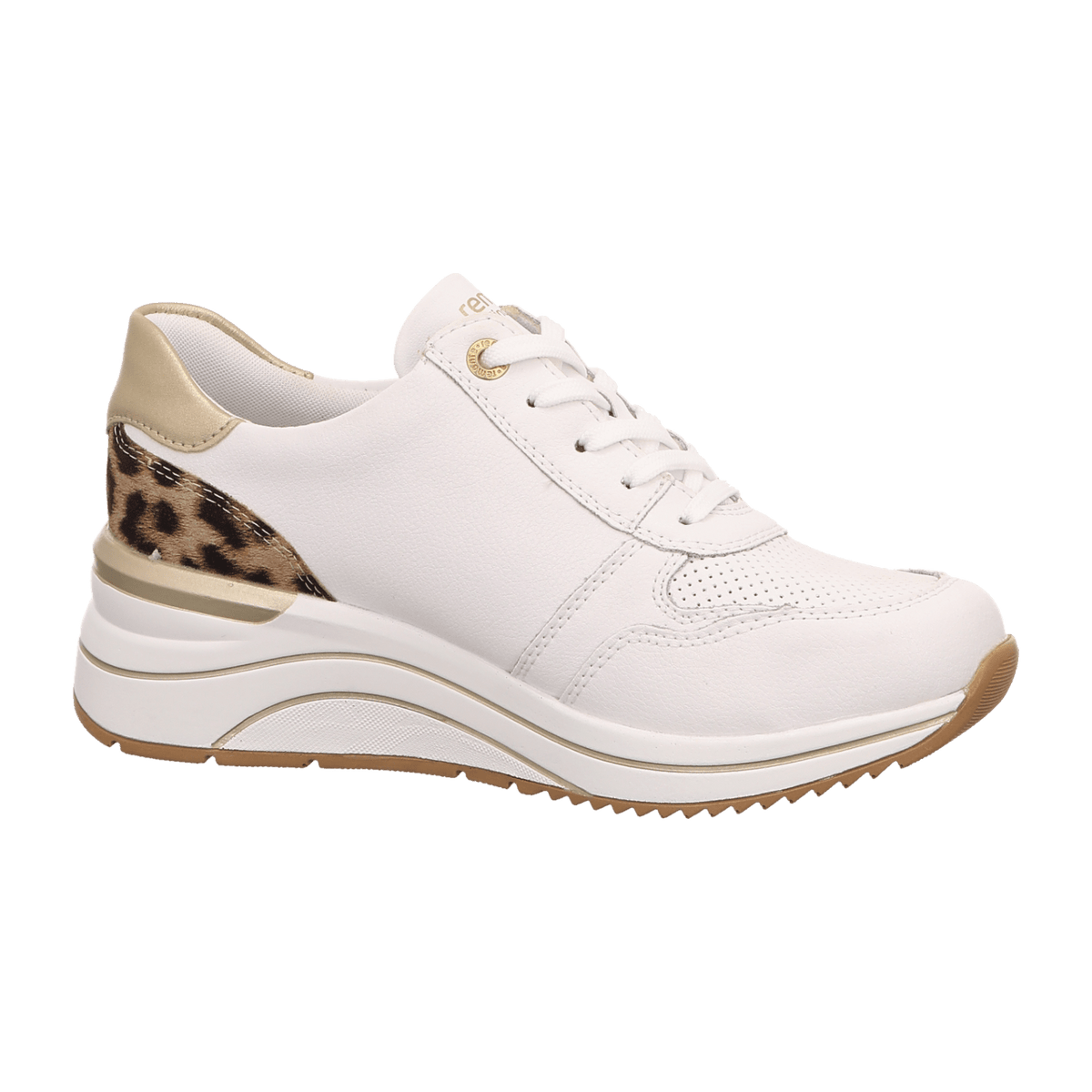 Remonte Women's White Leo Sneakers - Genuine Leather Casual Shoes with Removable Insole