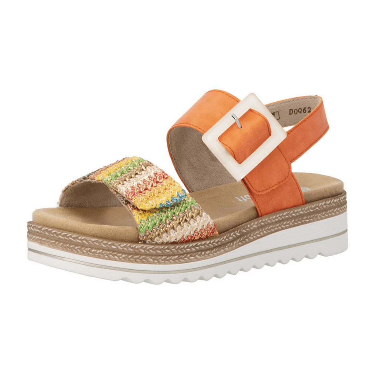 Remonte Women's Orange Wedge Sandals - Vegan Lite n Soft Comfort