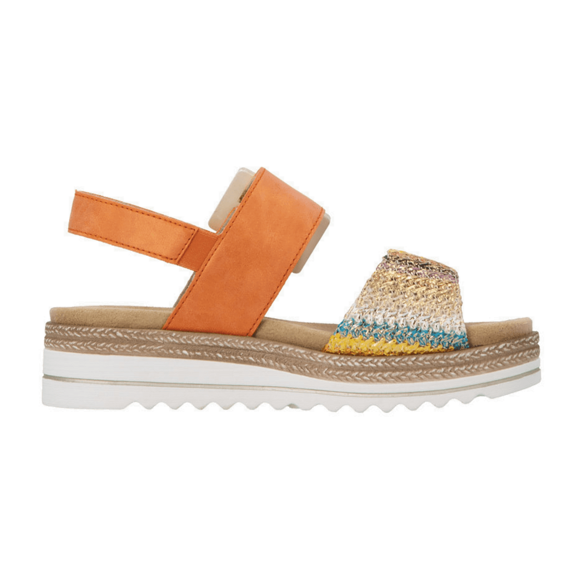 Remonte Women's Orange Wedge Sandals - Vegan Lite n Soft Comfort