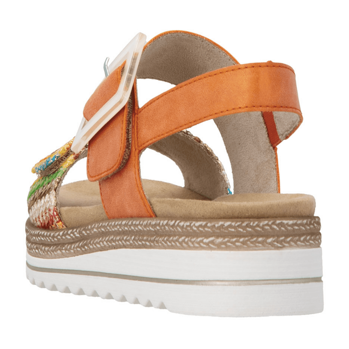 Remonte Women's Orange Wedge Sandals - Vegan Lite n Soft Comfort
