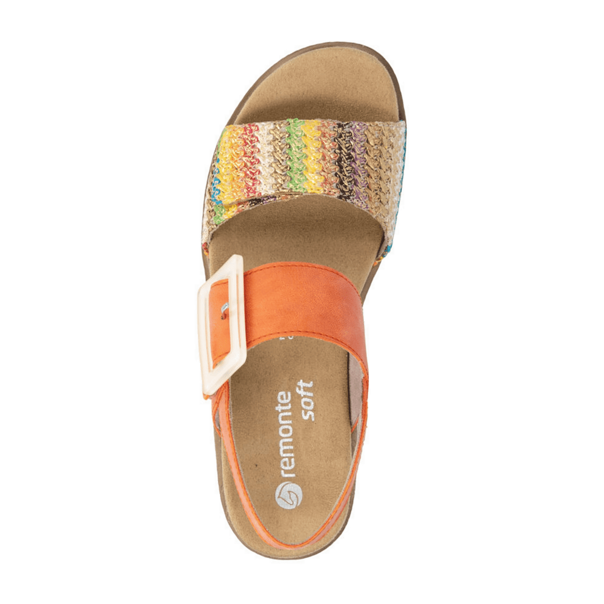 Remonte Women's Orange Wedge Sandals - Vegan Lite n Soft Comfort