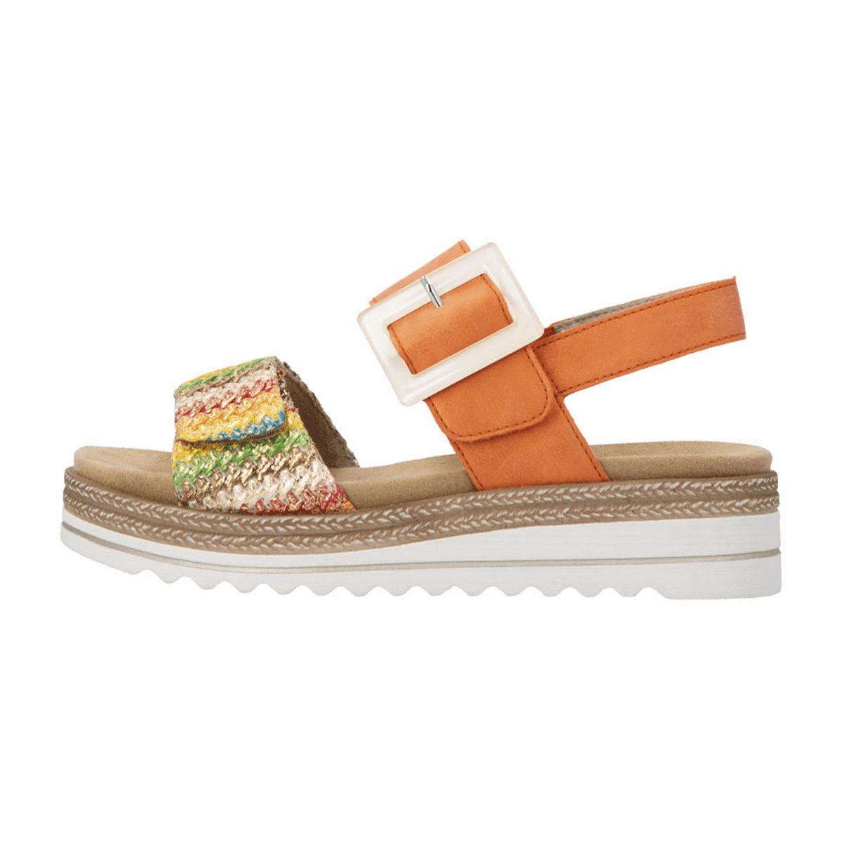 Remonte Women's Orange Wedge Sandals - Vegan Lite n Soft Comfort