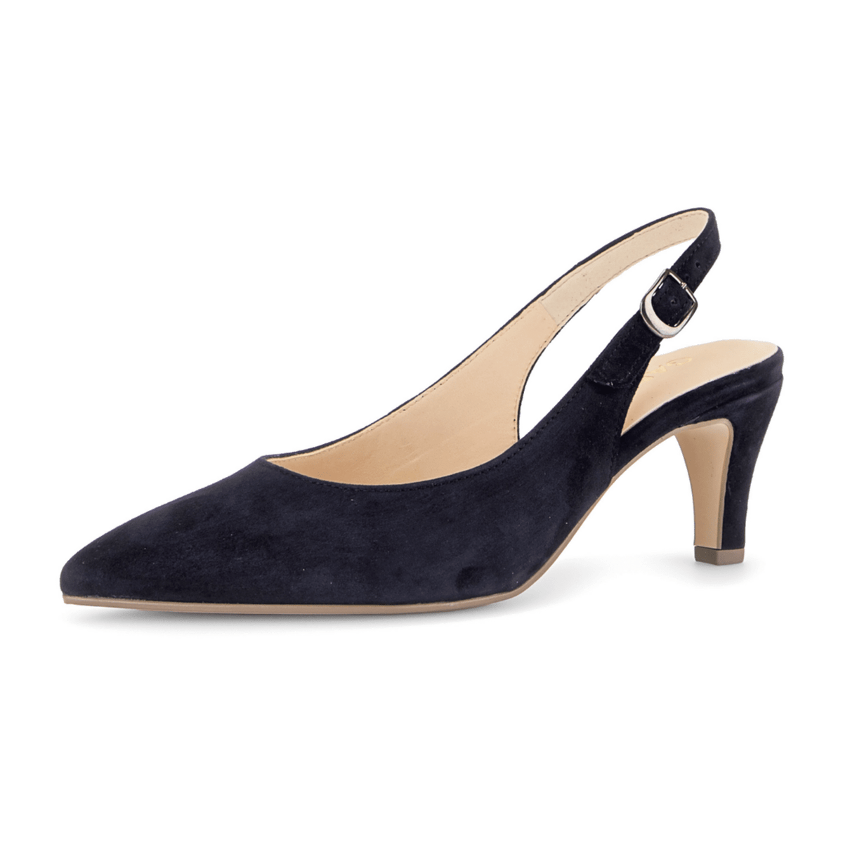 Gabor Women's Slingback Pumps - Dark Blue Patent Pointed Toe Comfort Heels