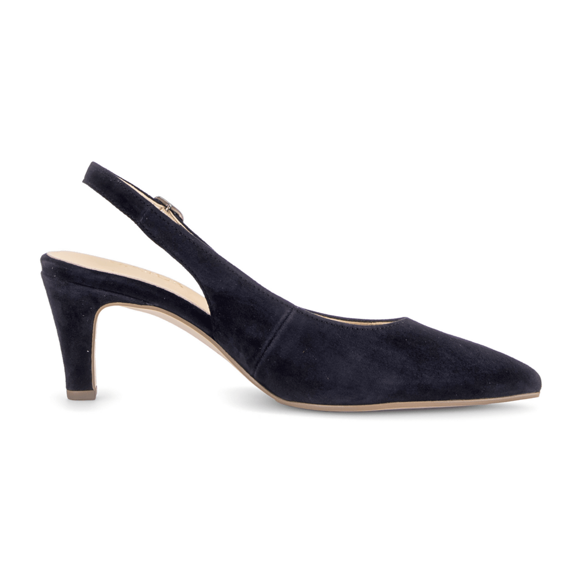 Gabor Women's Slingback Pumps - Dark Blue Patent Pointed Toe Comfort Heels