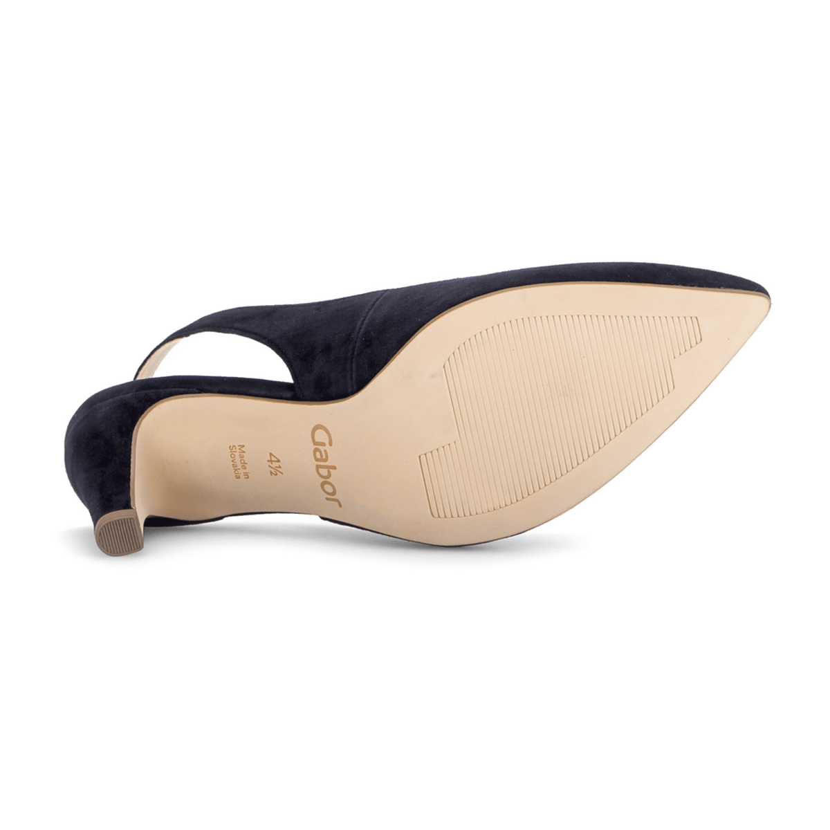 Gabor Women's Slingback Pumps - Dark Blue Patent Pointed Toe Comfort Heels