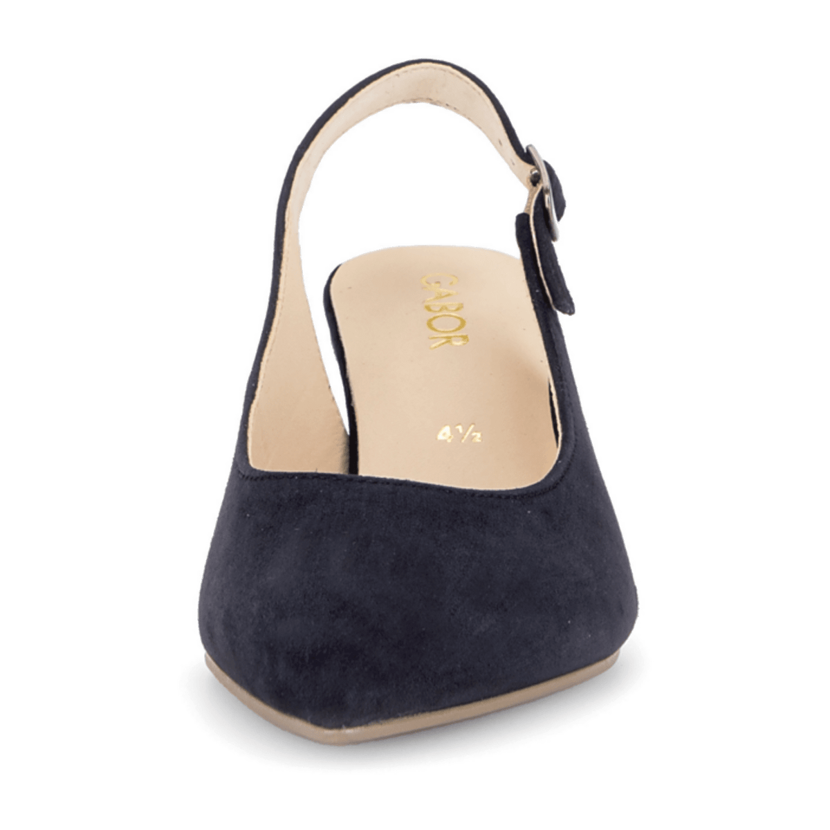 Gabor Women's Slingback Pumps - Dark Blue Patent Pointed Toe Comfort Heels