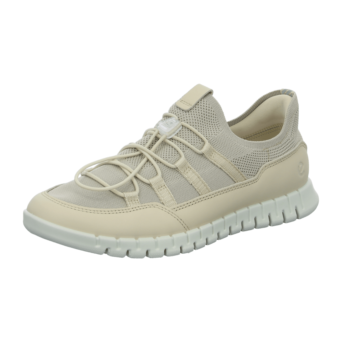 ECCO GRUUV LITE Women's Sneaker - Lightweight Beige Leather Textile Slipper